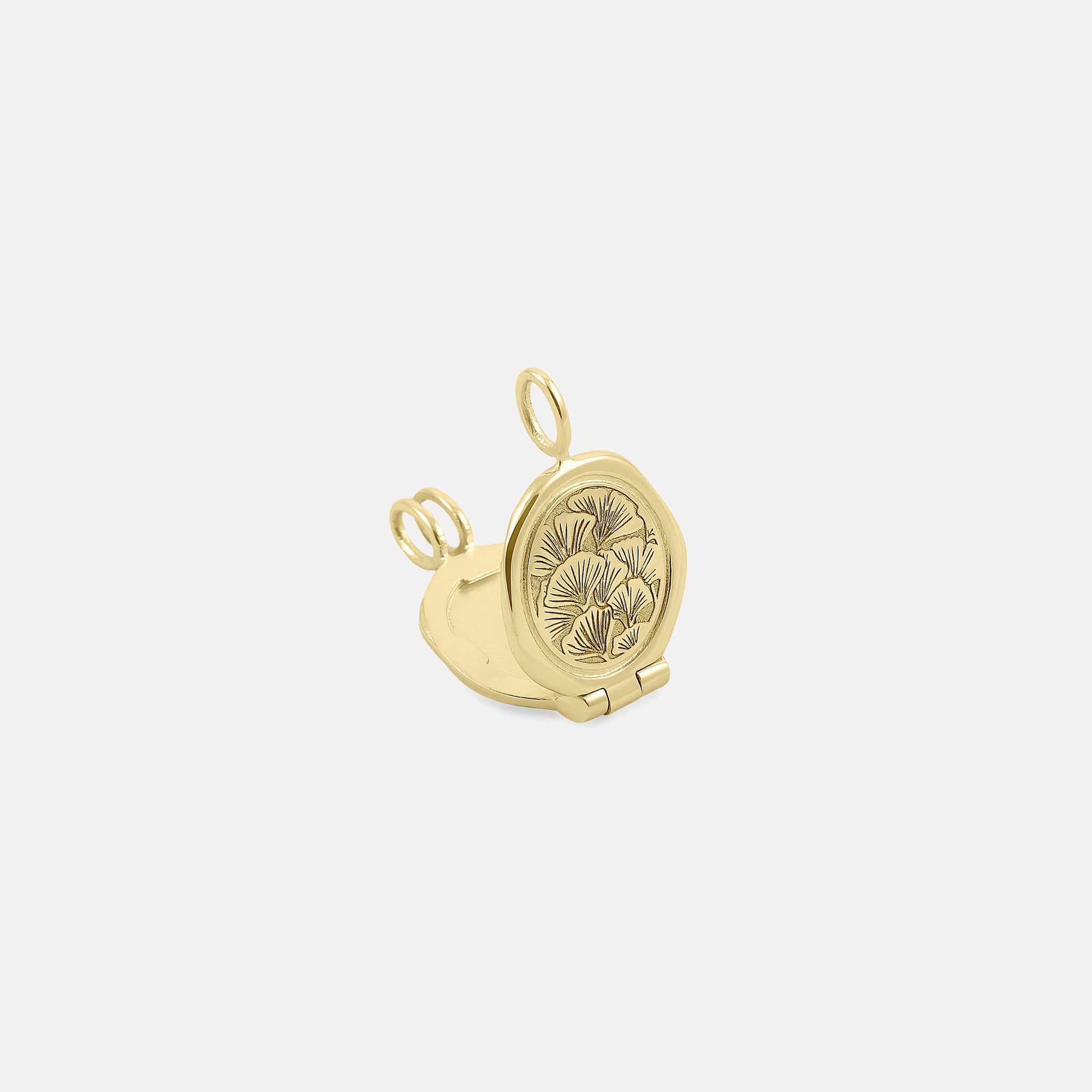 Nouveau Flower Seal Locket Necklace | 14k Gold