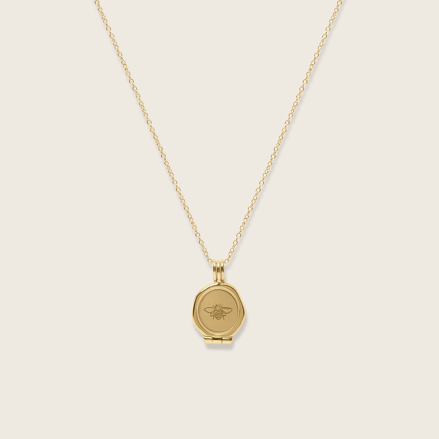 Honey Bee Seal Locket Necklace | 14k Gold