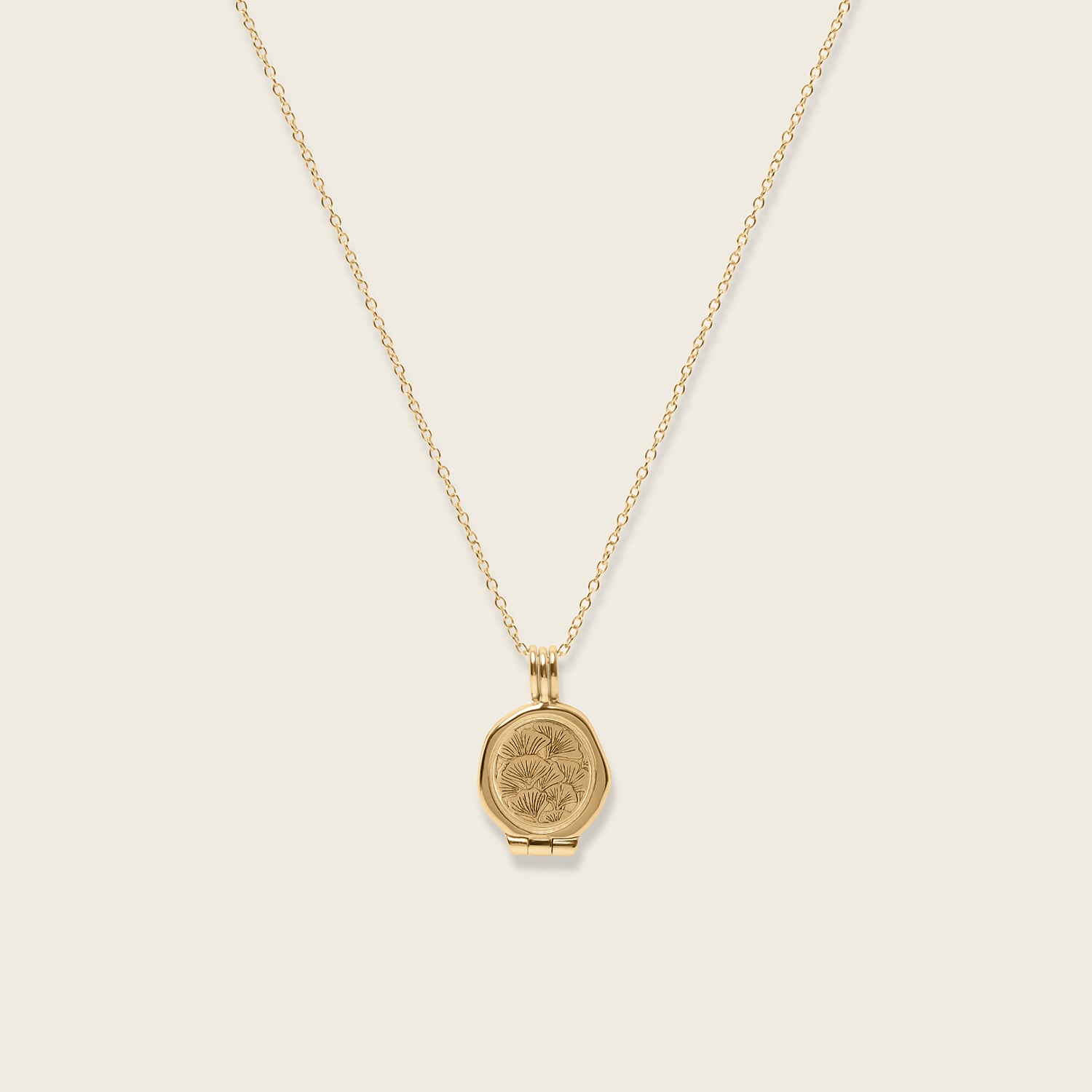 Nouveau Flower Seal Locket Necklace | 14k Gold