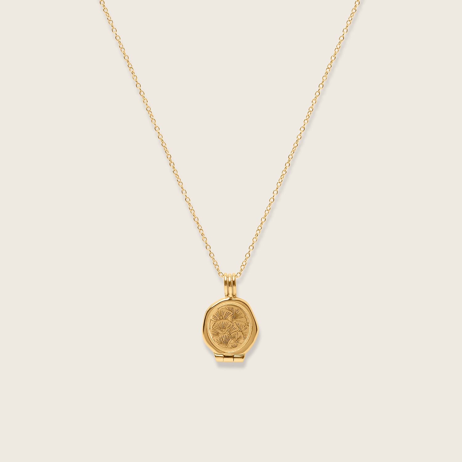 Nouveau Flower Seal Locket Necklace
