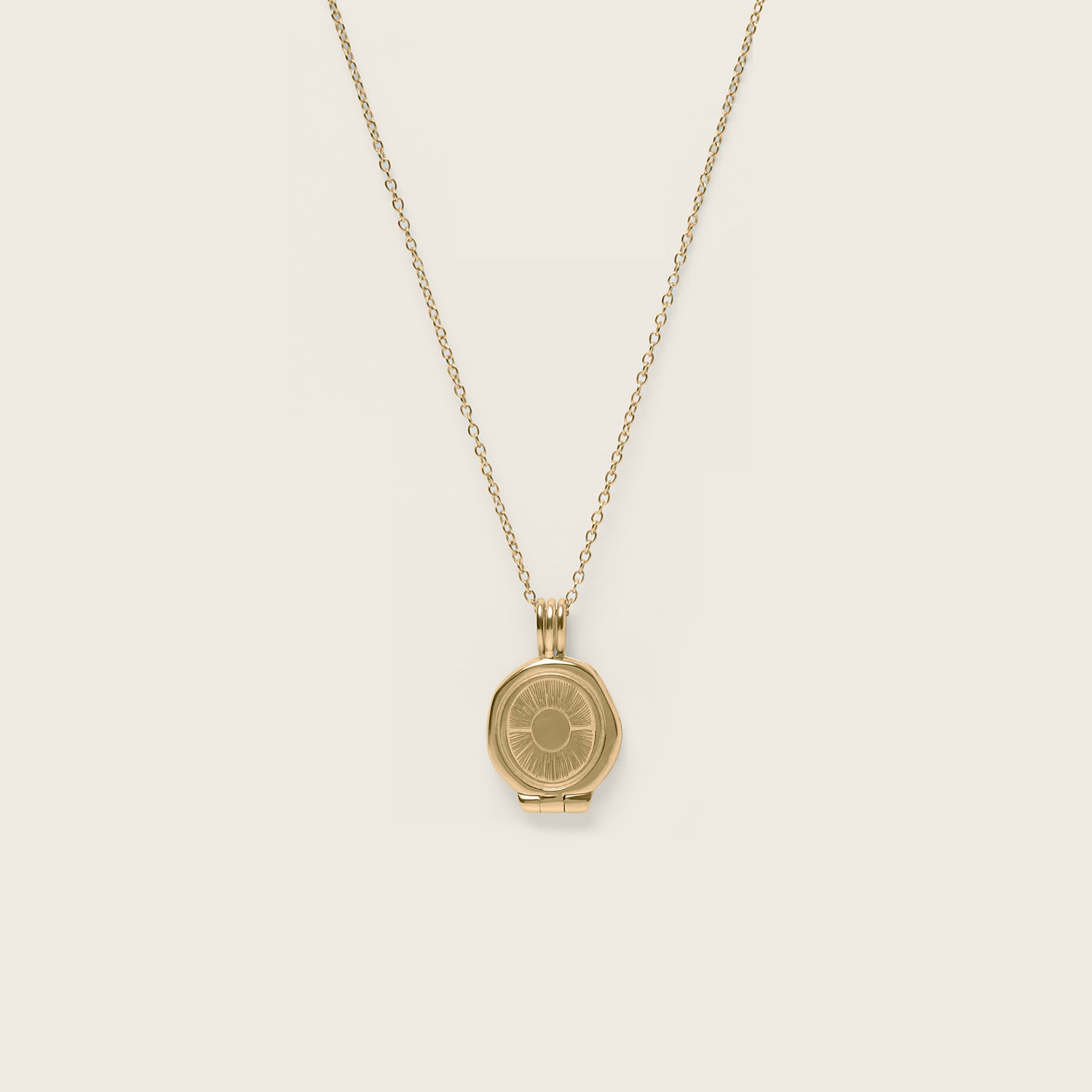 Sun Seal Locket Necklace | 14k Gold