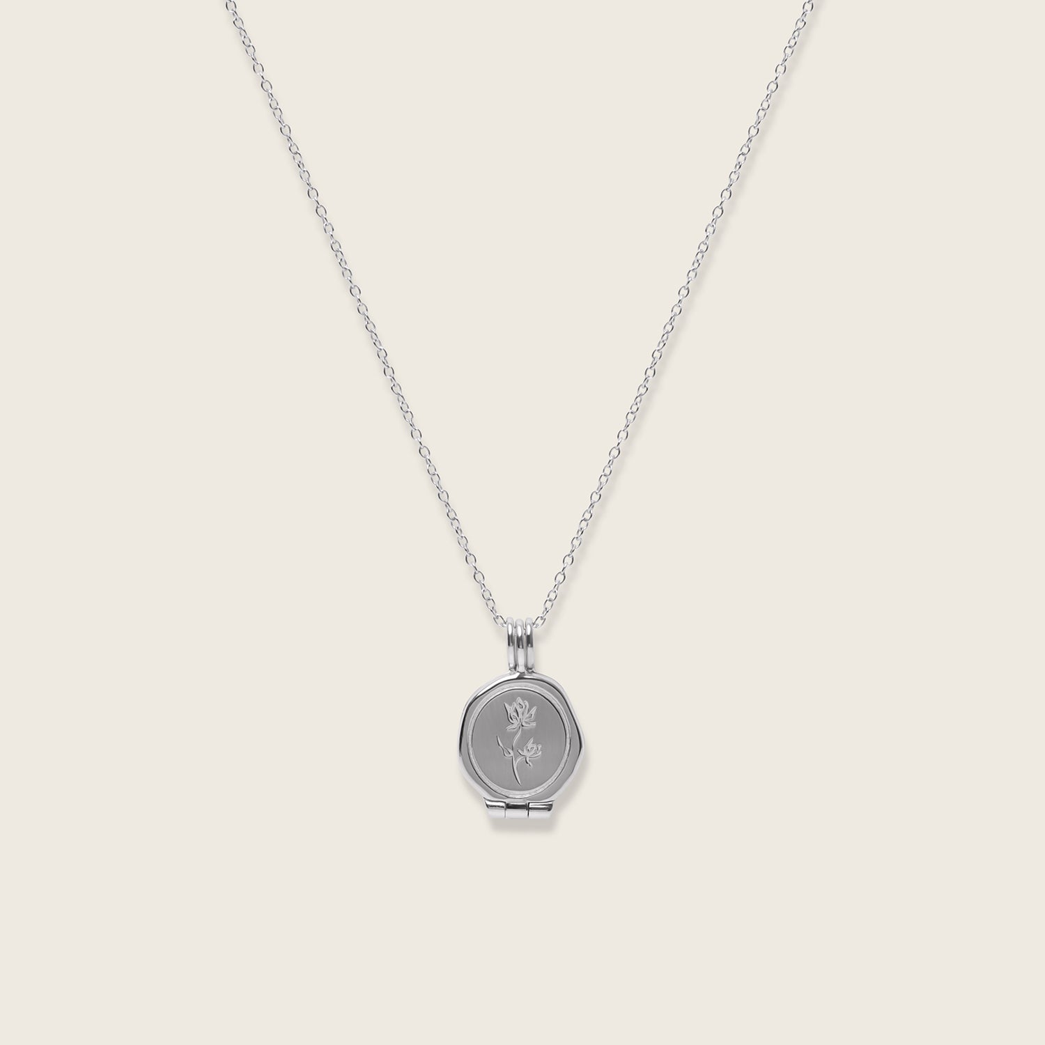 Floral Seal Locket Necklace