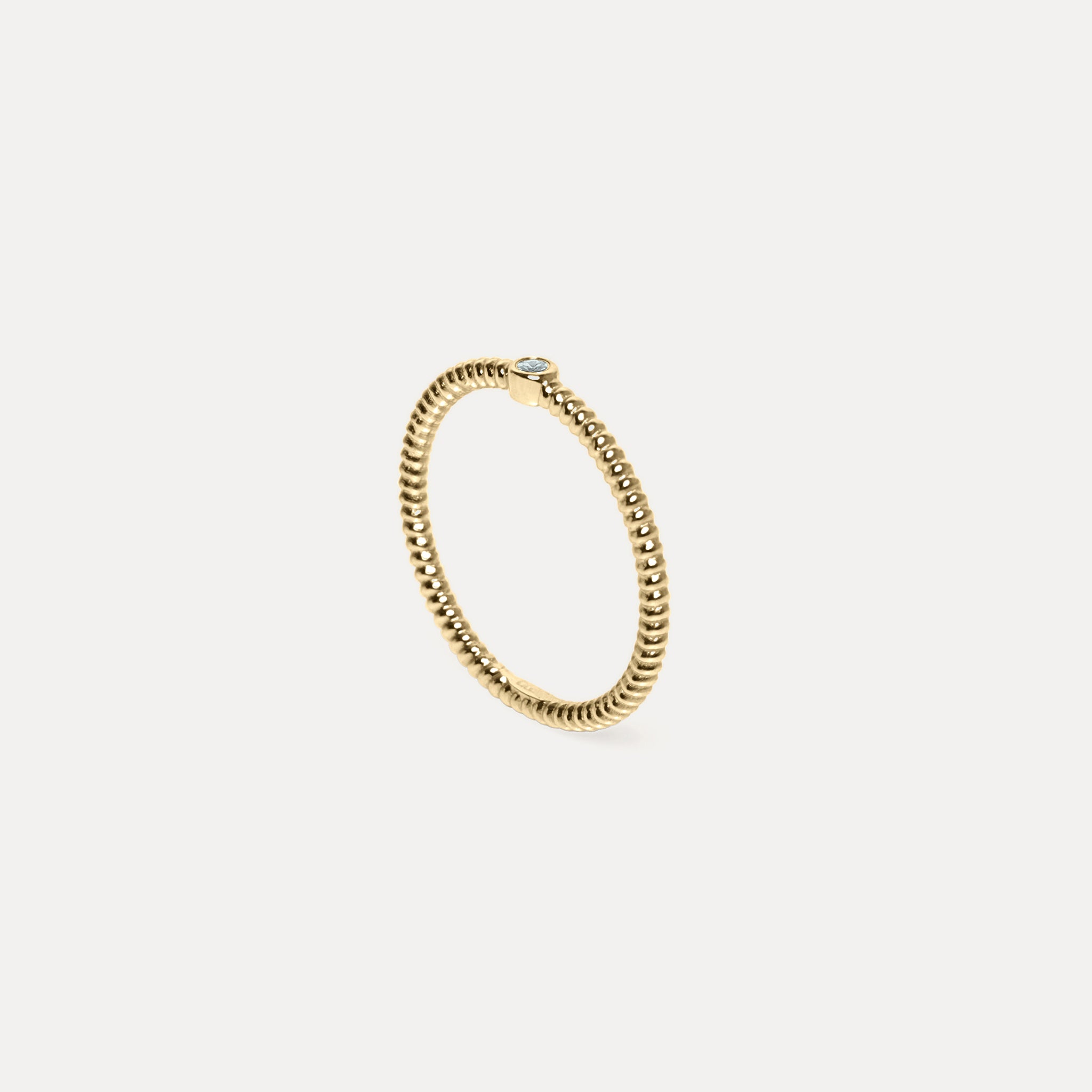 Snake Tail Solitaire Ring 14k Solid Gold Aquamarine