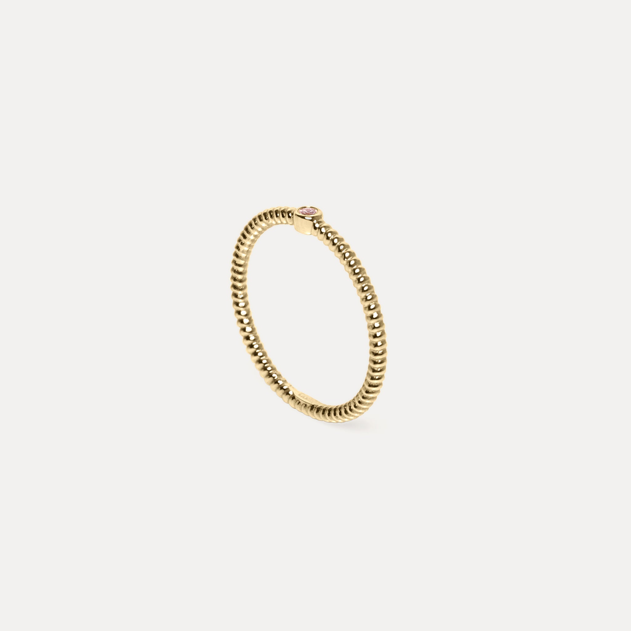 Pink Tourmaline Snake Tail Solitaire Ring | 14k Gold
