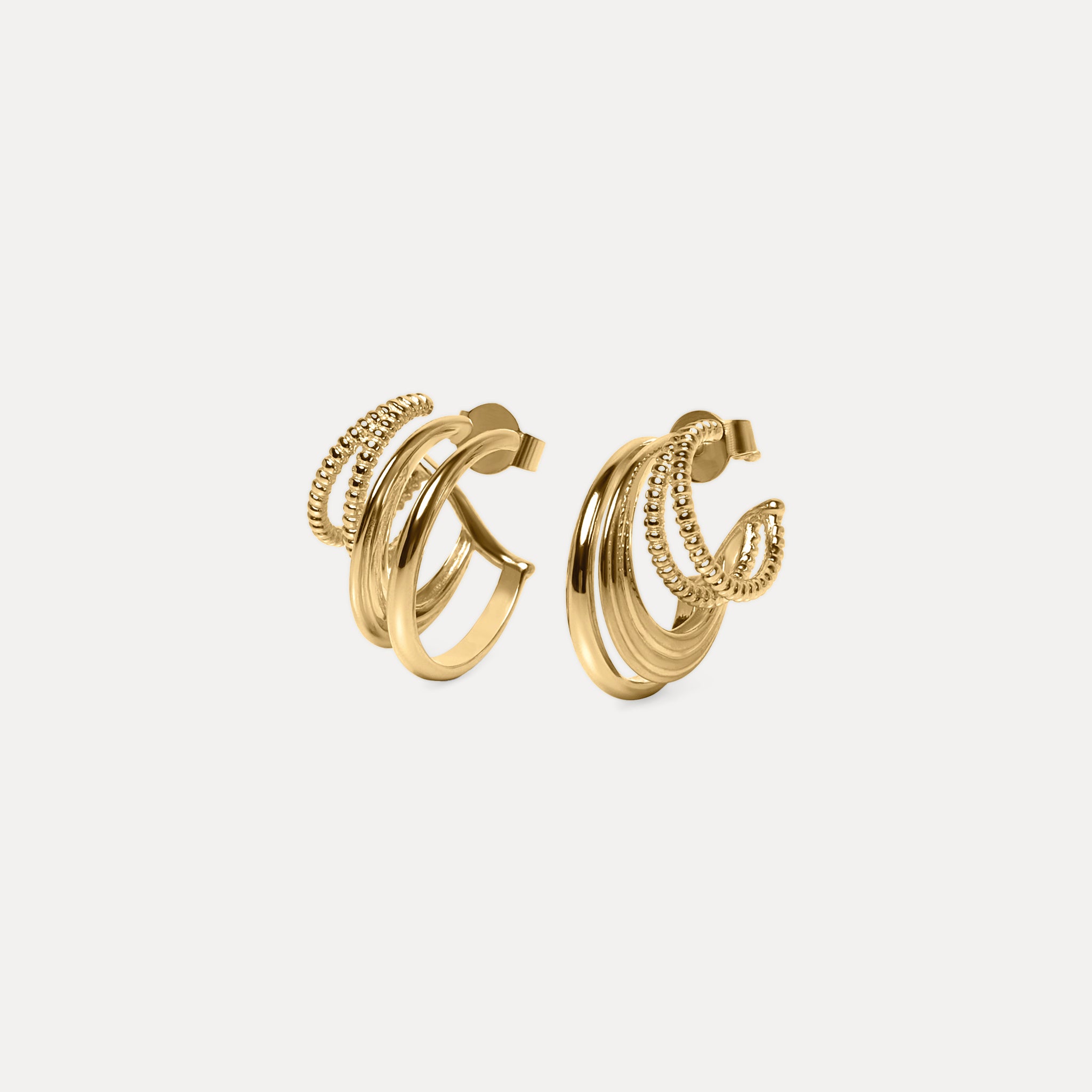 Snake Tail Triple Hoop Earrings