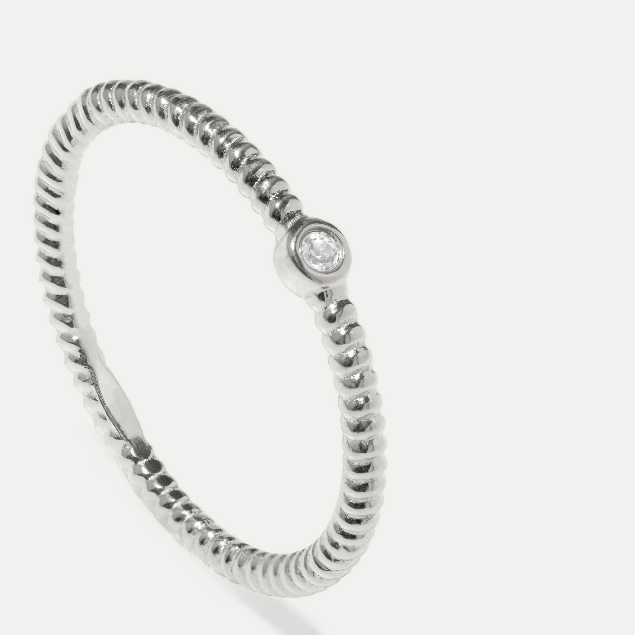 White Sapphire Snake Tail Solitaire Ring 925 Silver