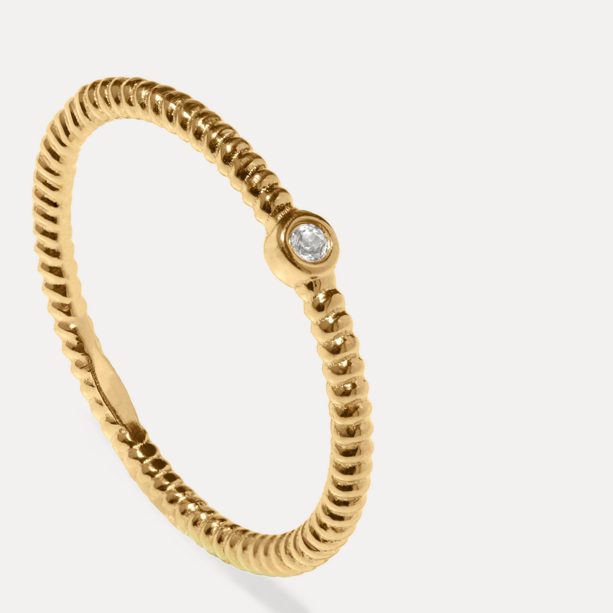 White Sapphire Snake Tail Solitaire Ring