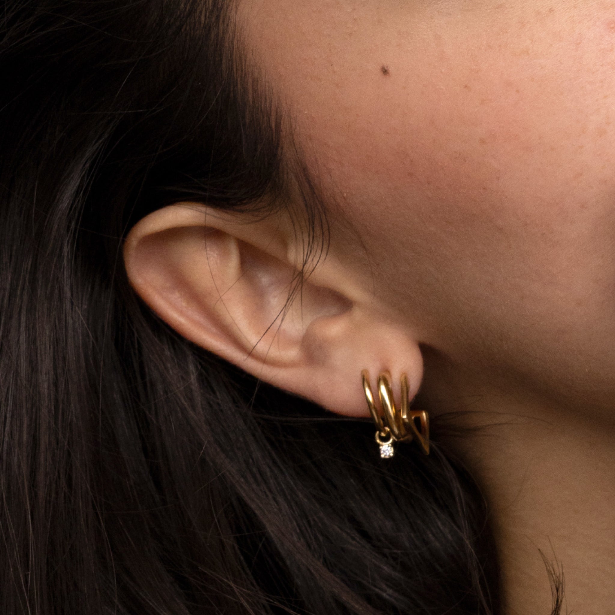 Sapphire Triple Shape Huggie Earrings