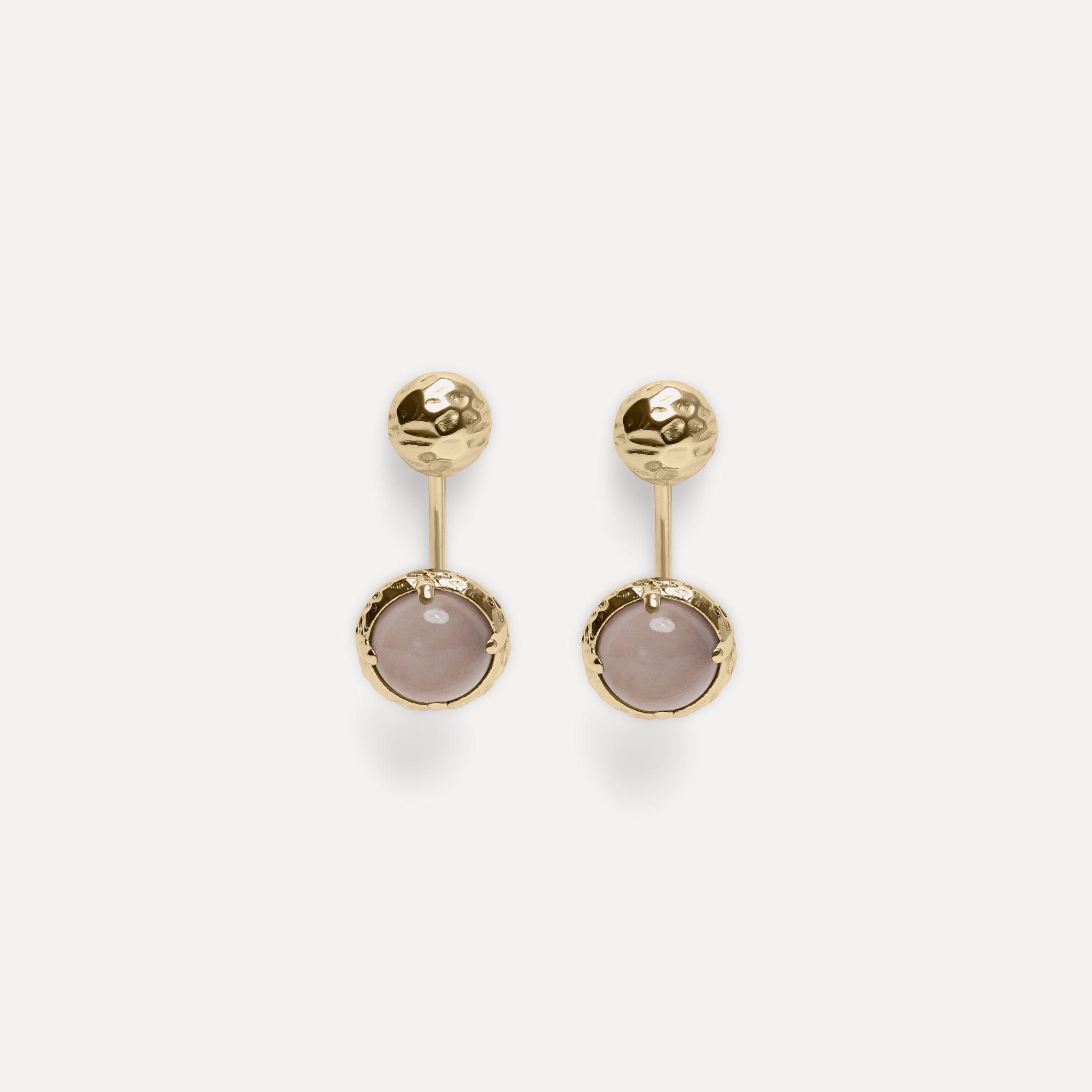 Jacket Moonstone Textured Earrings | 14k Gold