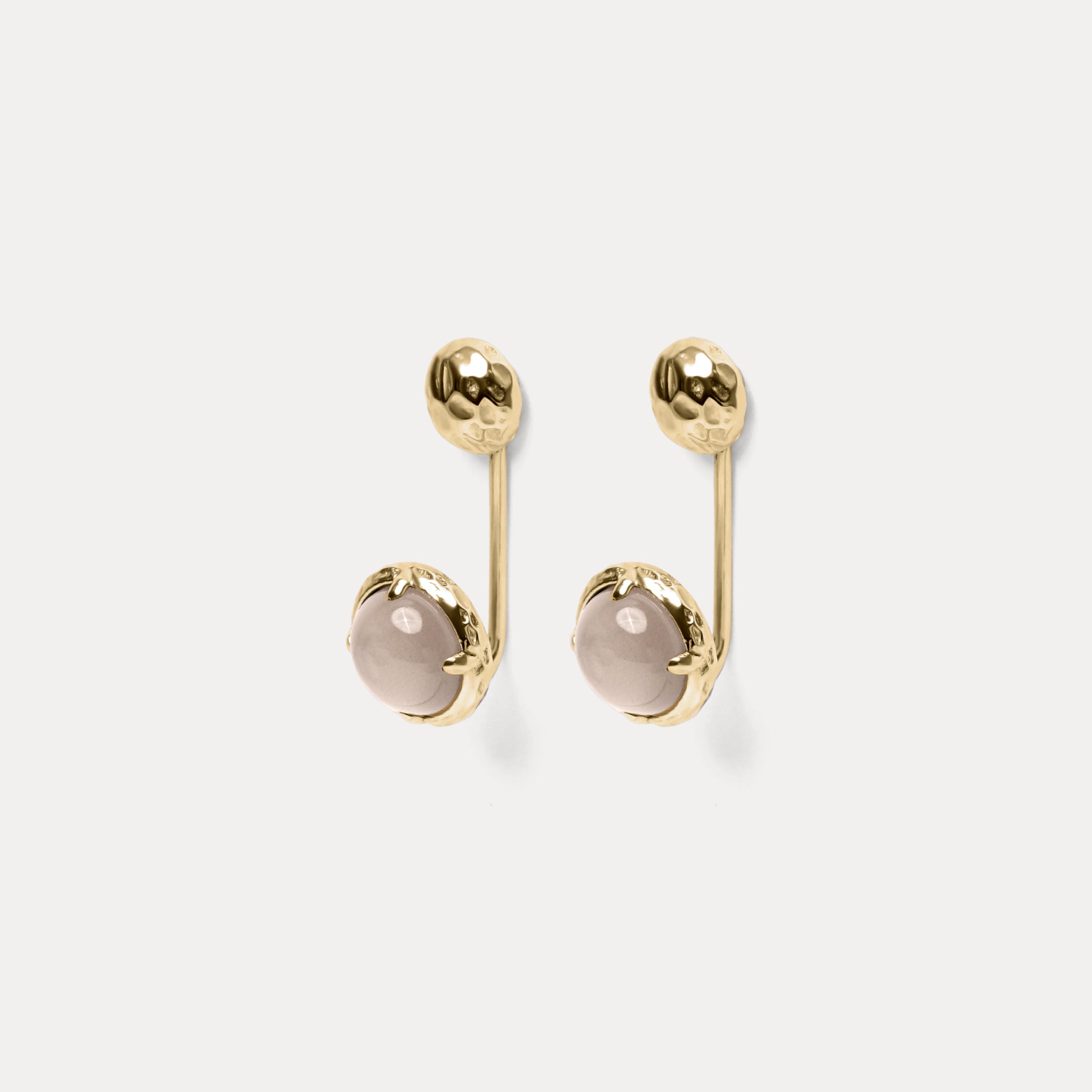 Jacket Moonstone Textured Earrings | 14k Gold
