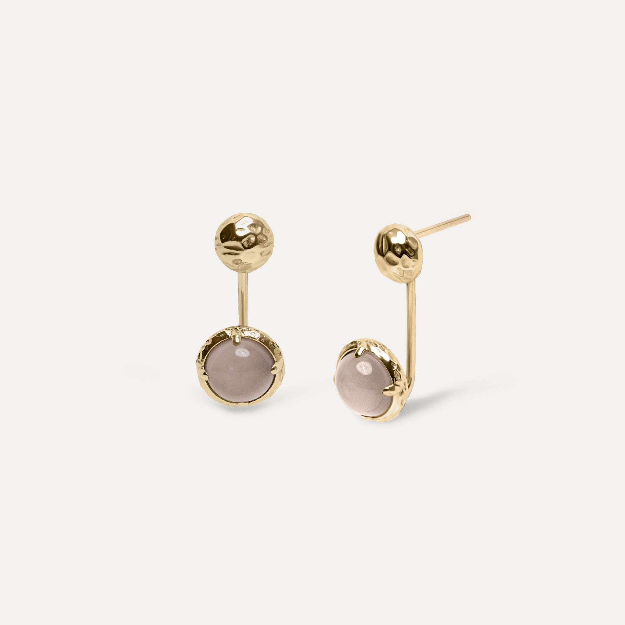 Jacket Moonstone Textured Earrings | 14k Gold