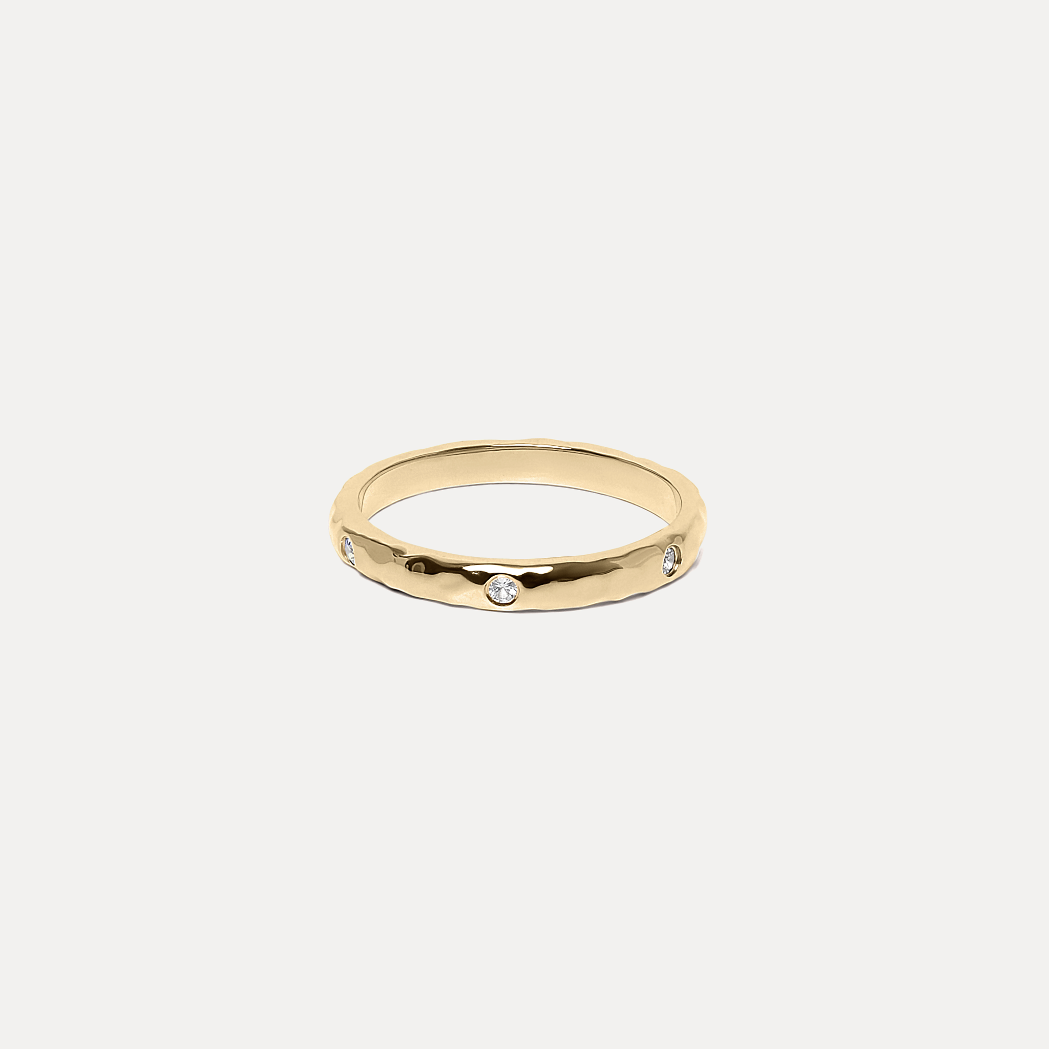 White Sapphire Textured Ring | 14k Gold