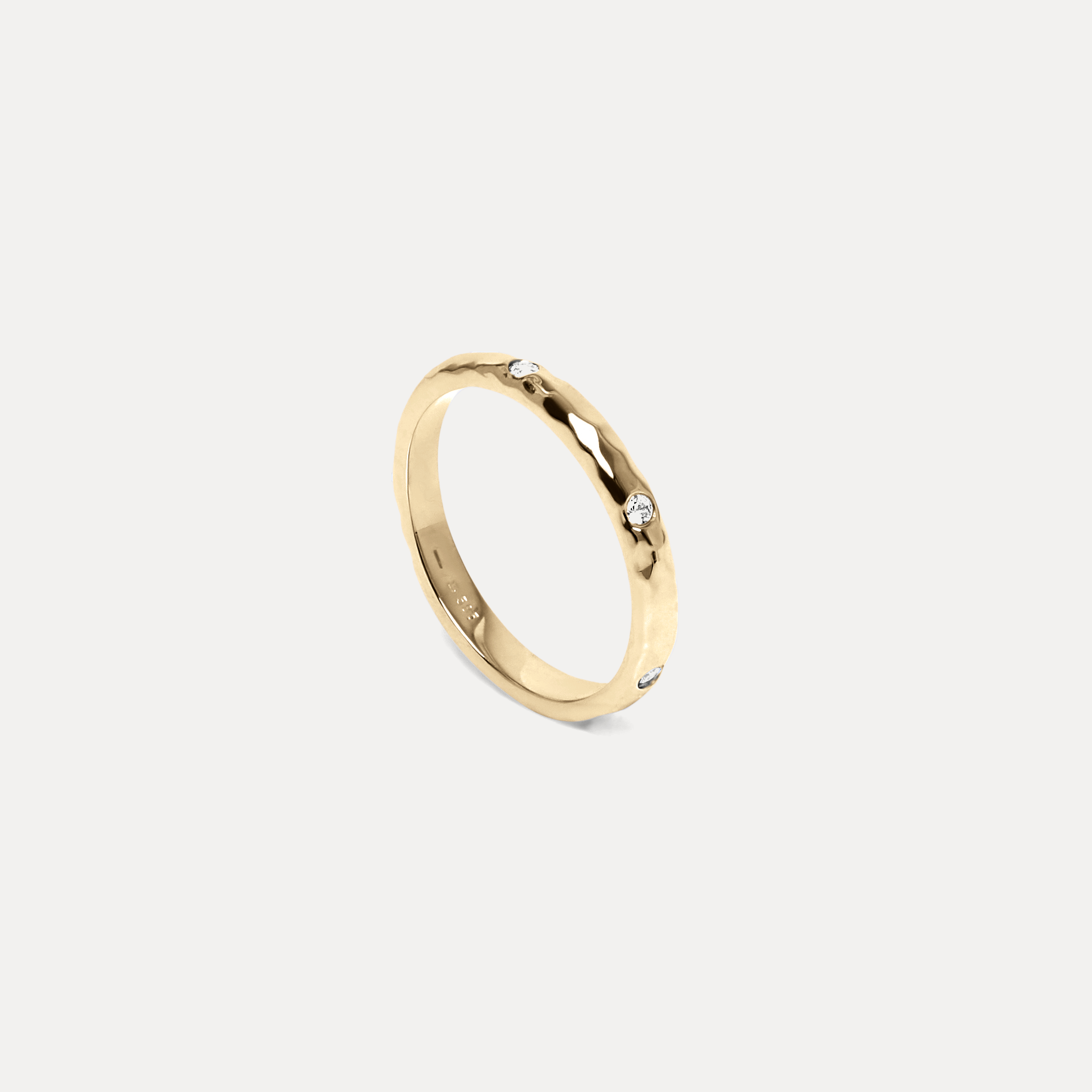 White Sapphire Textured Ring | 14k Gold