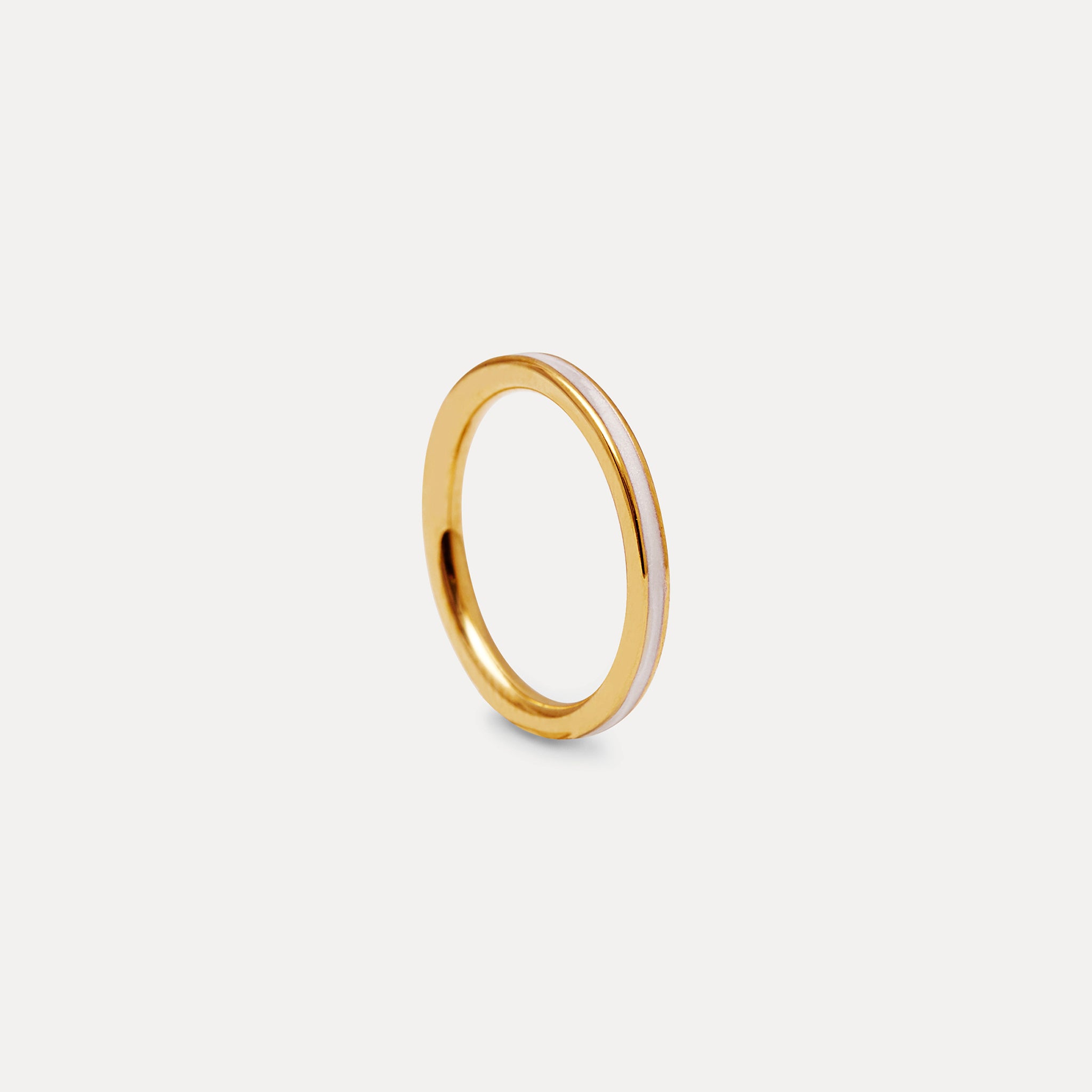 Pearl White Enamel Thin Ring