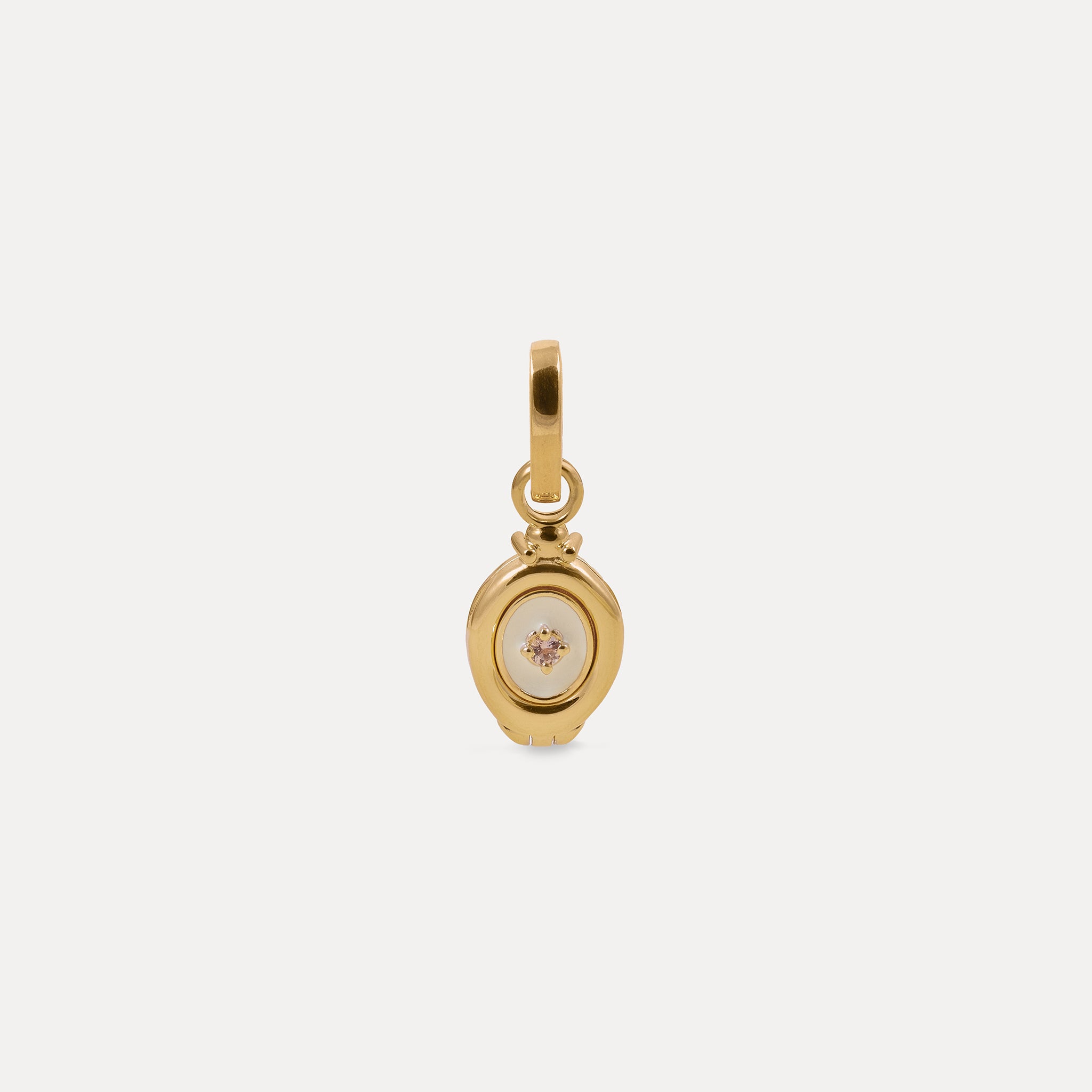 Locket Charm Tourmaline Old White