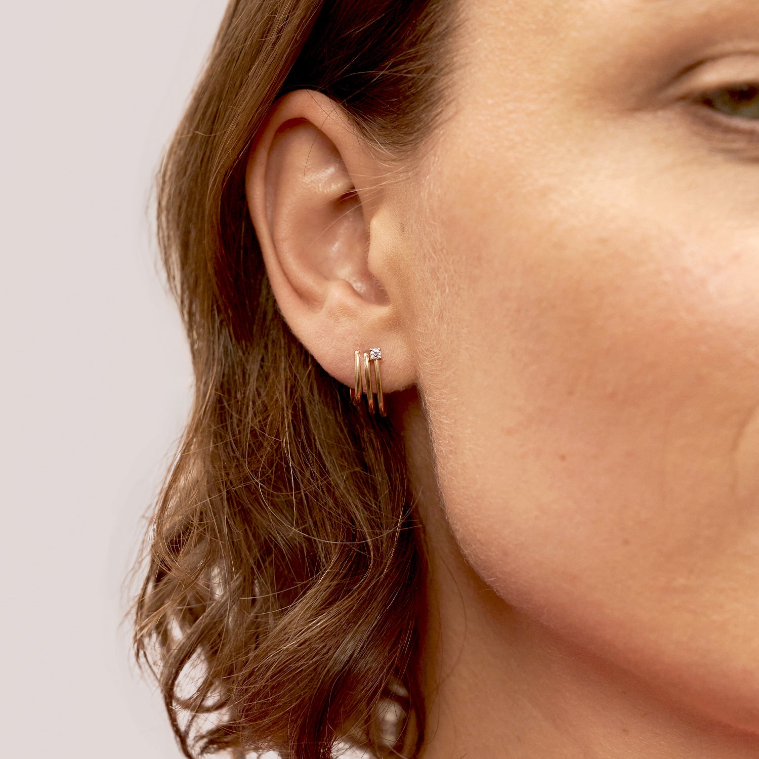 White Sapphire Trine Huggies Earrings - Single