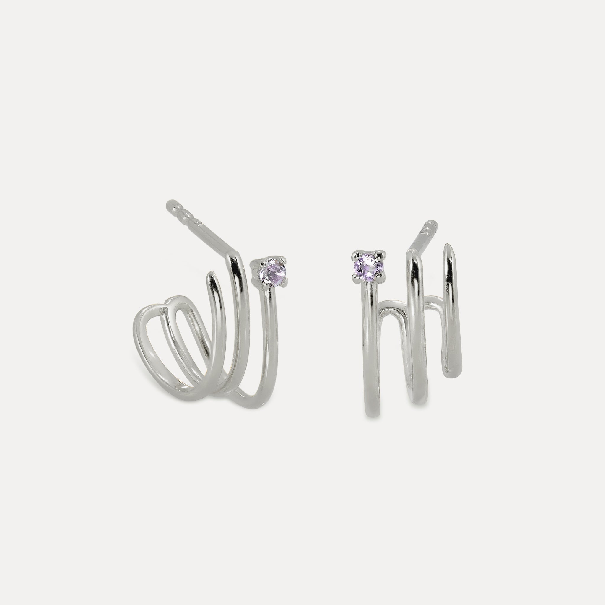 Amethyst Trine Huggies Earrings