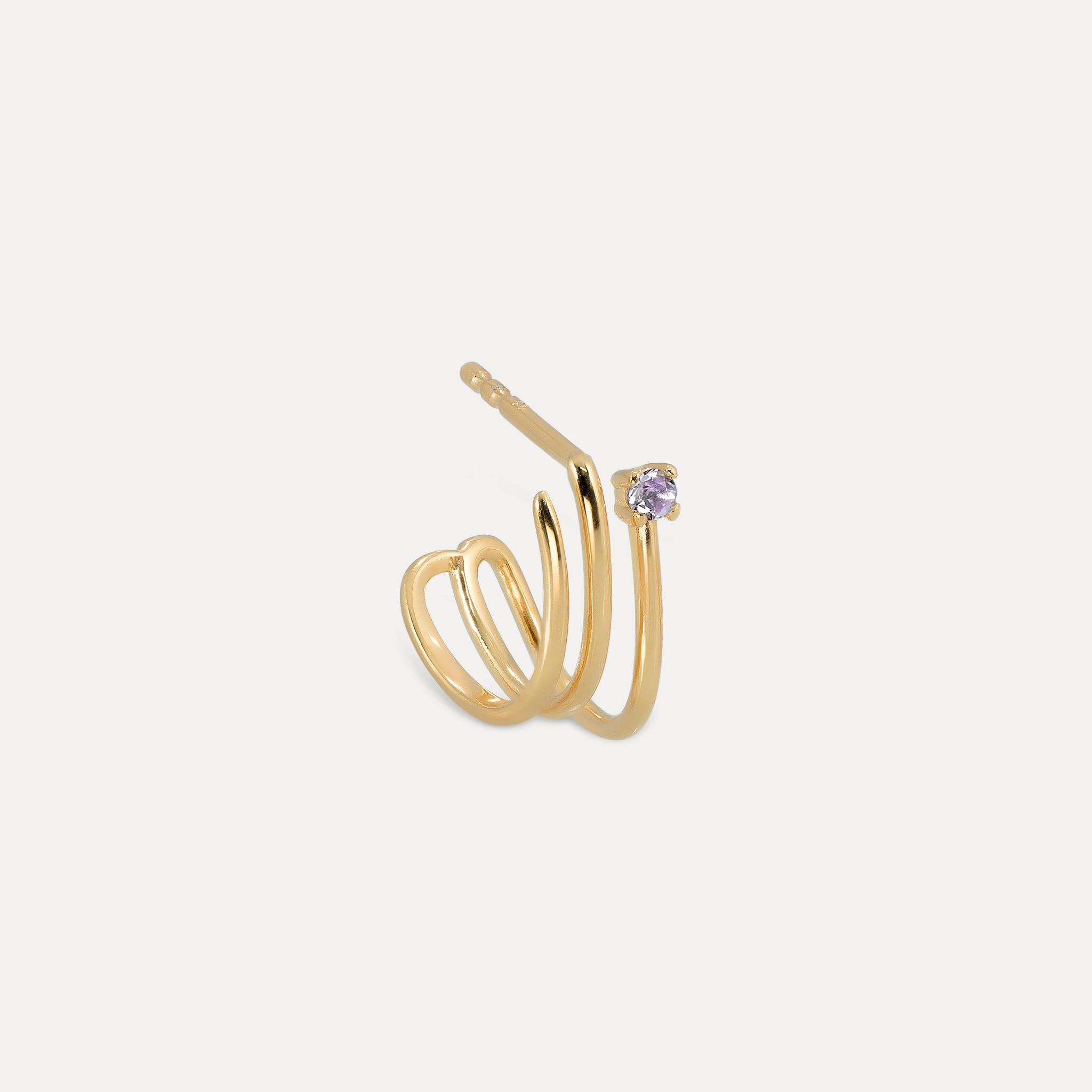 Amethyst Trine Huggies Earrings - Single