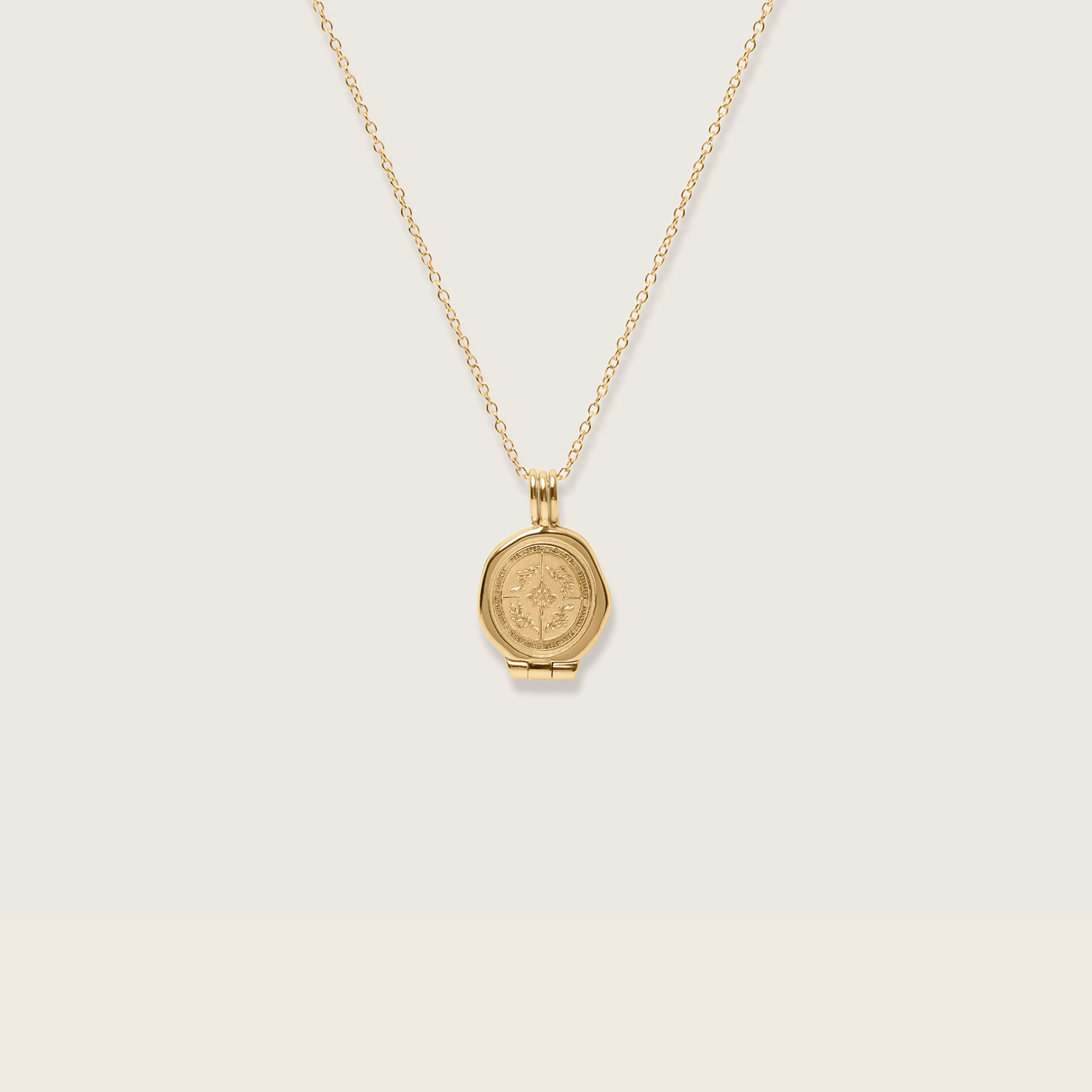 Ad Astra Seal Locket Necklace | 14k Gold