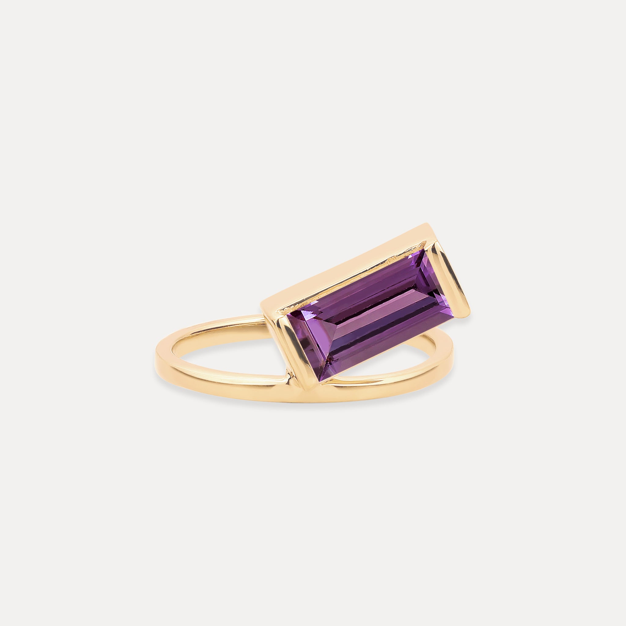 Amethyst Balance Baguette Ring | 14k Solid Gold