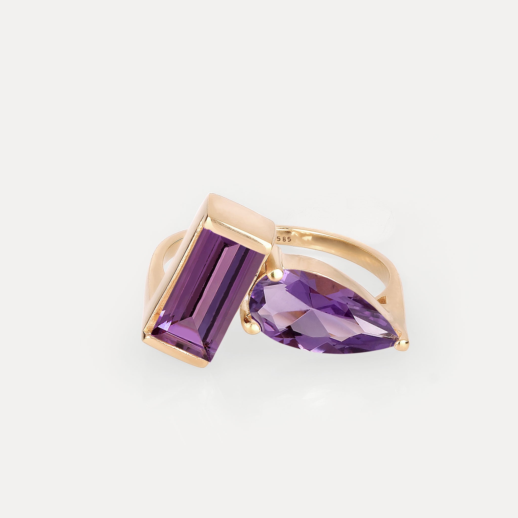 Amethyst Balance Ring | 14k Solid Gold
