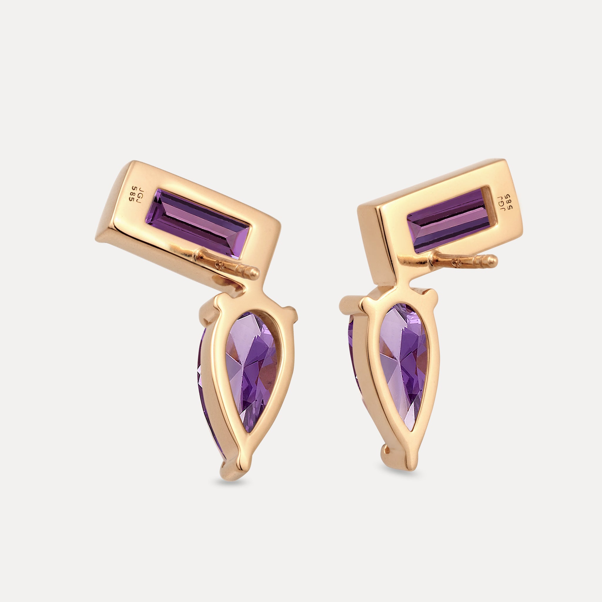 Amethyst Balance Stud Earrings | 14k Solid Gold
