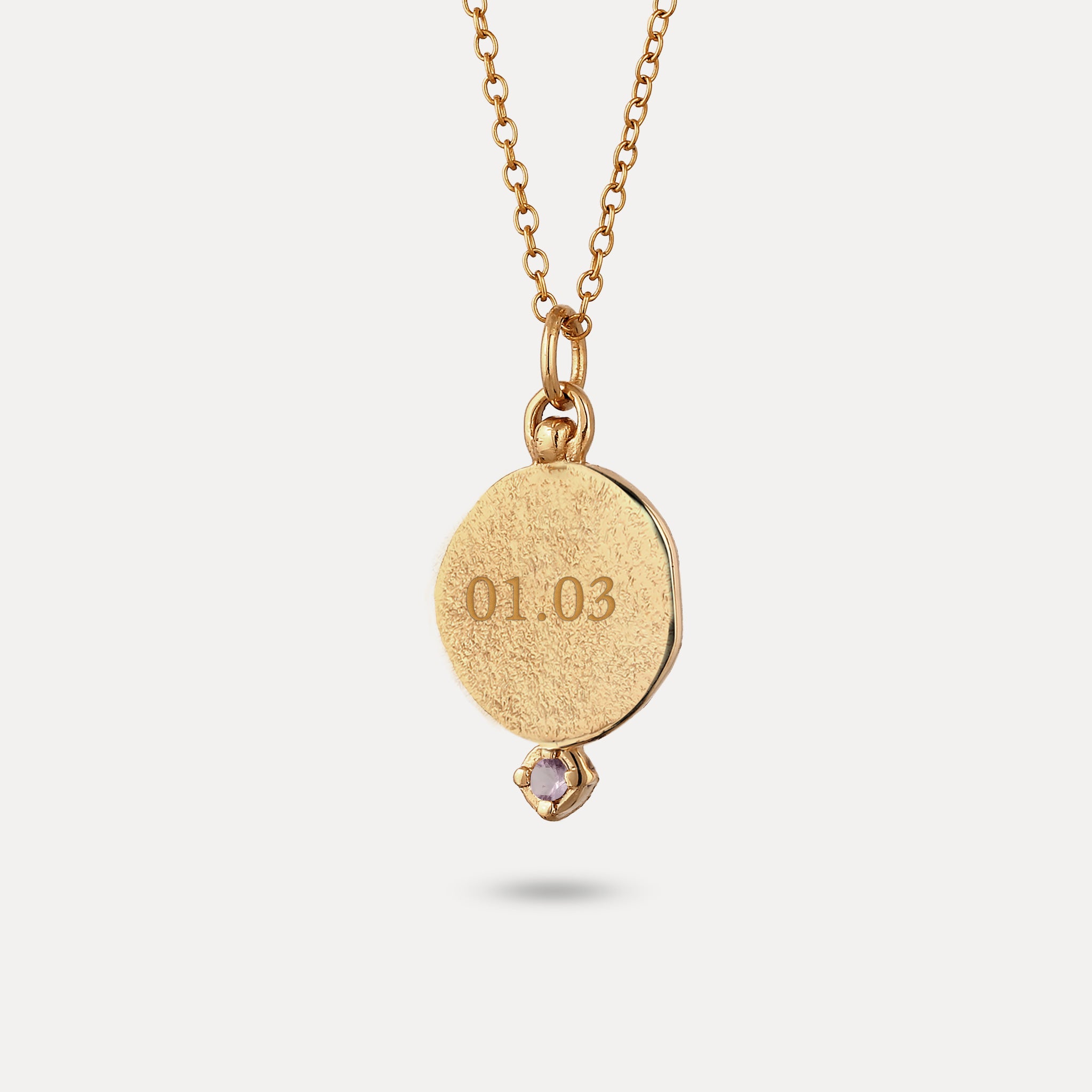 Amethyst Engravable Fluid Medaillon Pendant - Matte