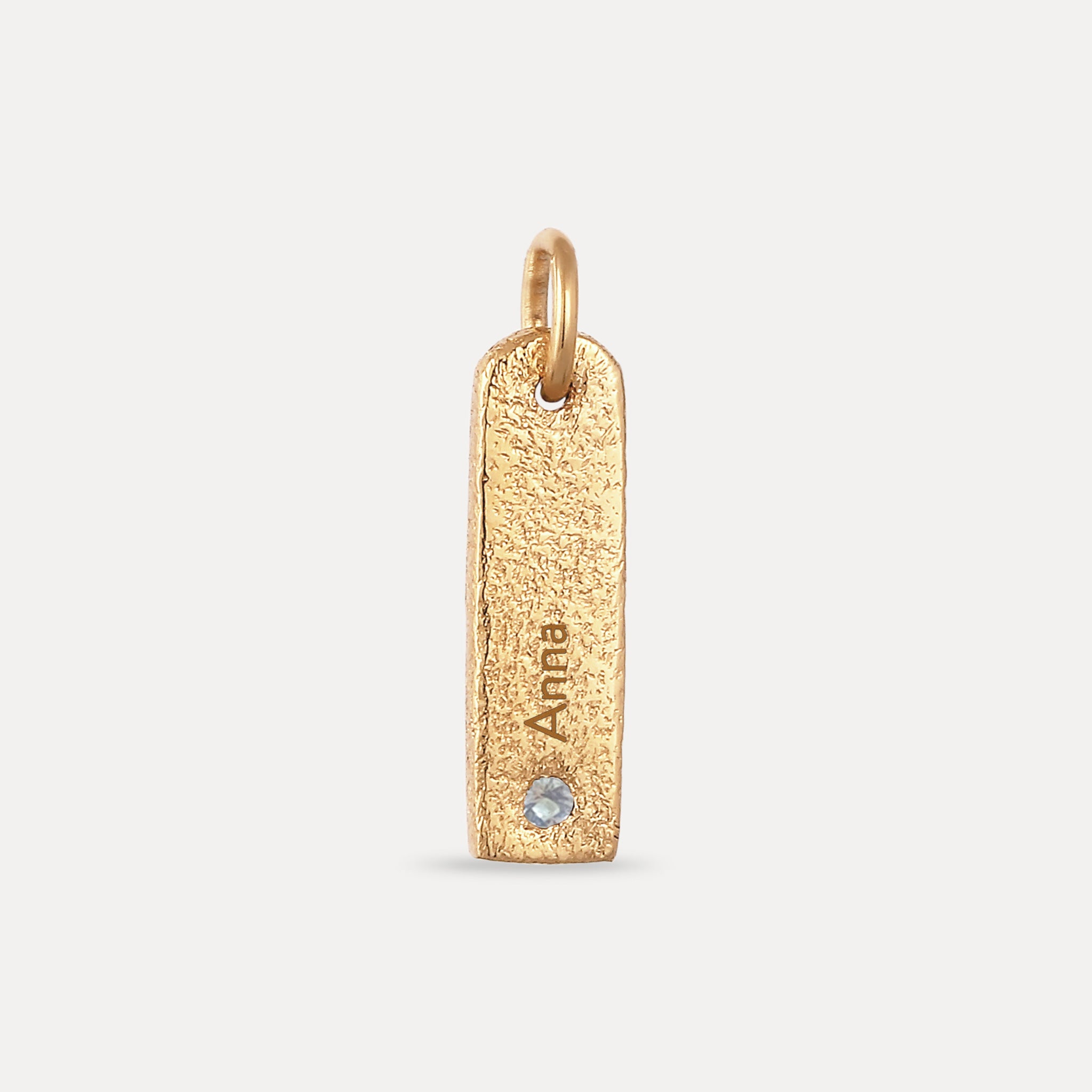 Aquamarine Engravable Bar Pendant - Antique