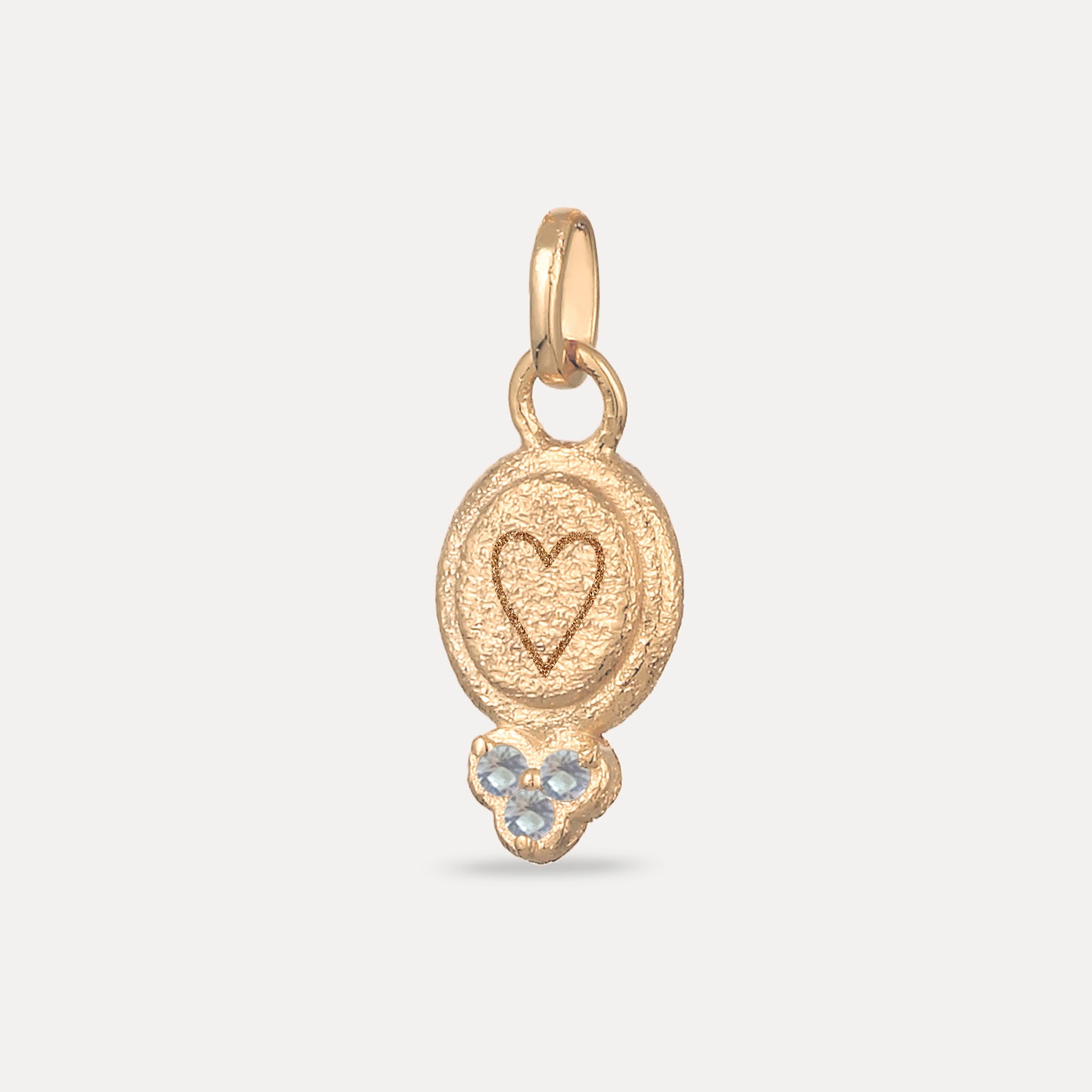 Aquamarine Engravable Trinity Emblem Pendant - Antique | 14k Solid Gold