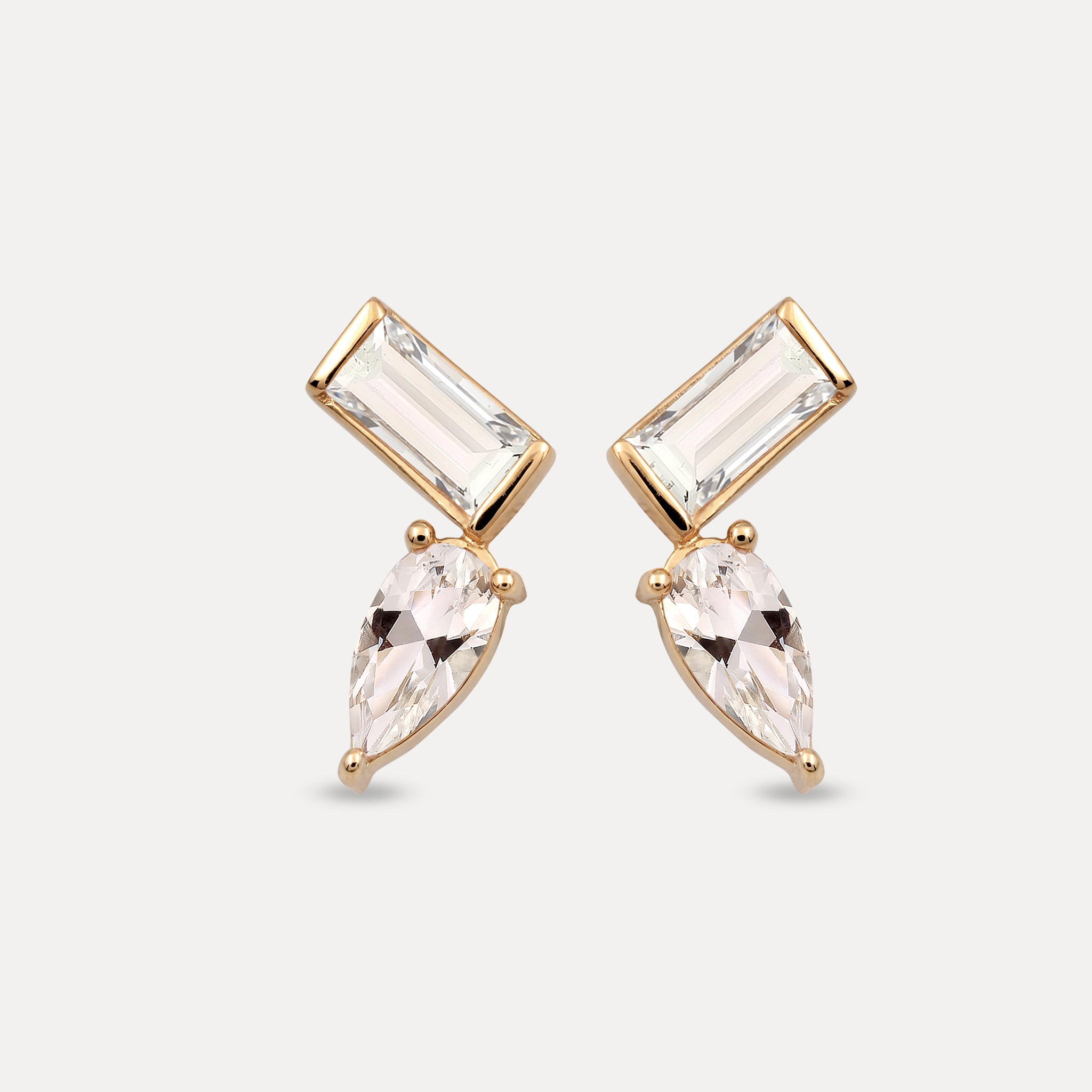 Beryl Balance Stud Earrings | 14k Solid Gold