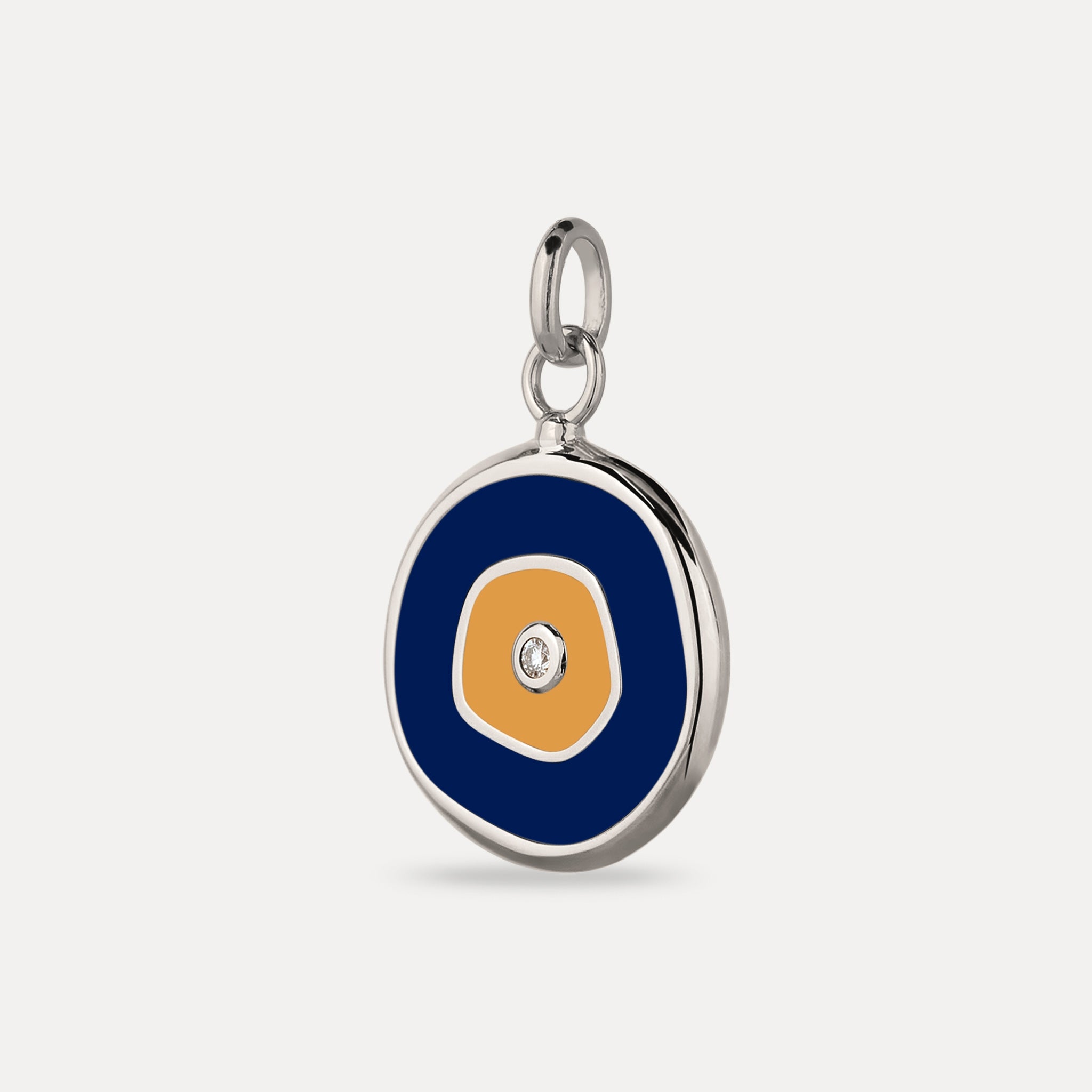 White Sapphire Evil Eye Pendant Dark Blue