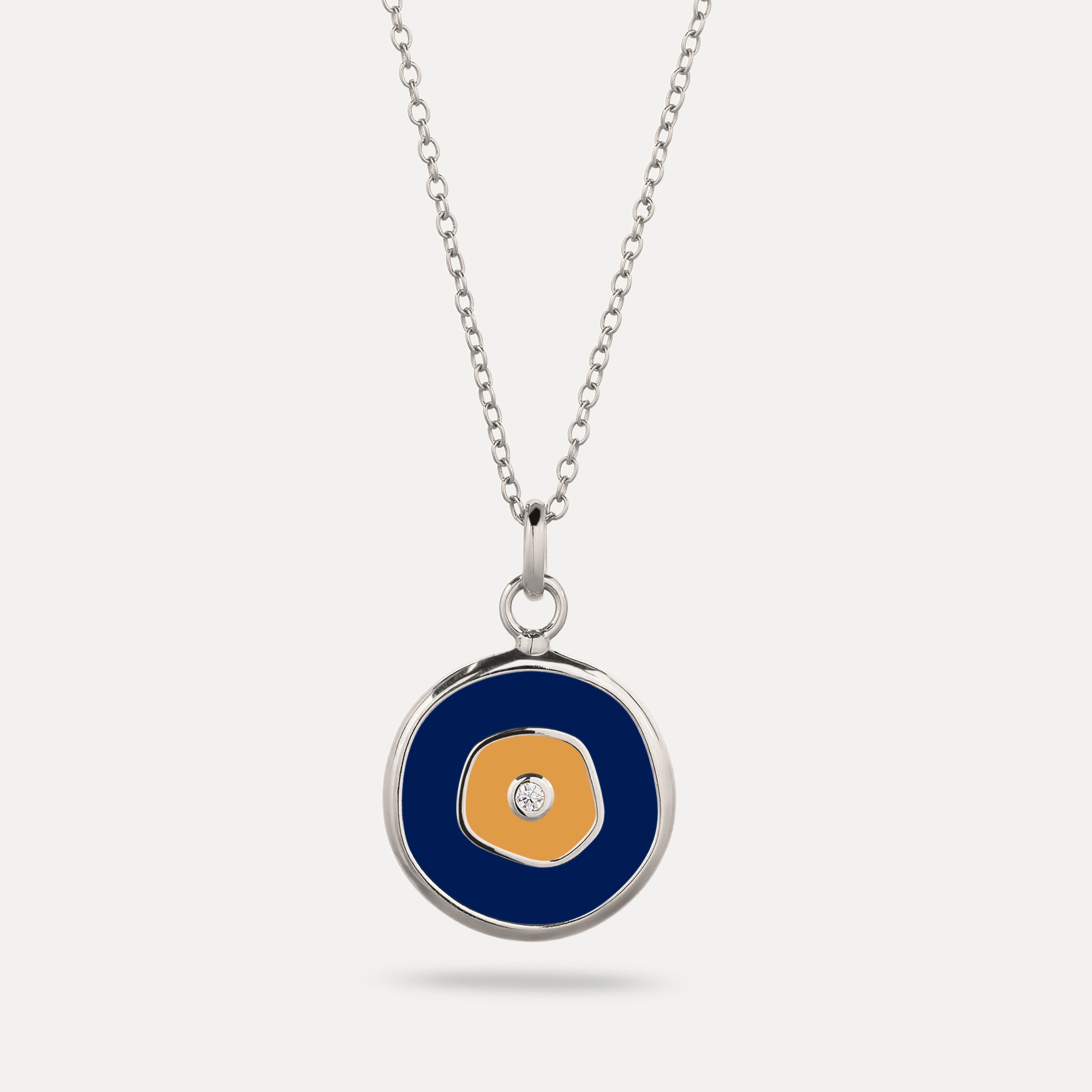 White Sapphire Evil Eye Pendant Dark Blue