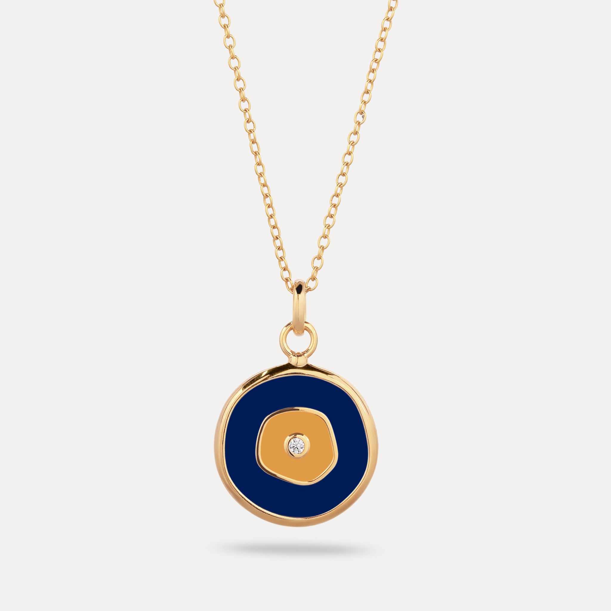 White Sapphire Evil Eye Pendant Dark Blue