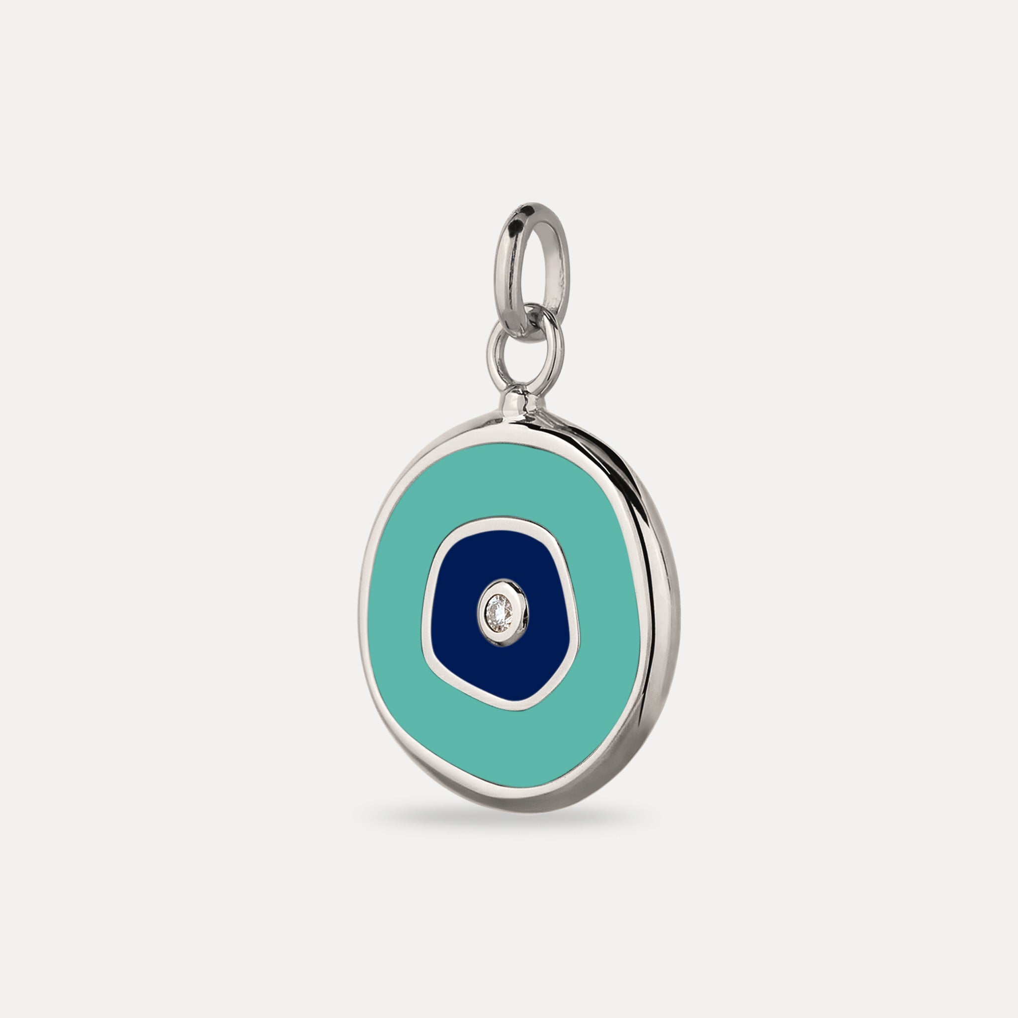 White Sapphire Evil Eye Pendant Turquoise
