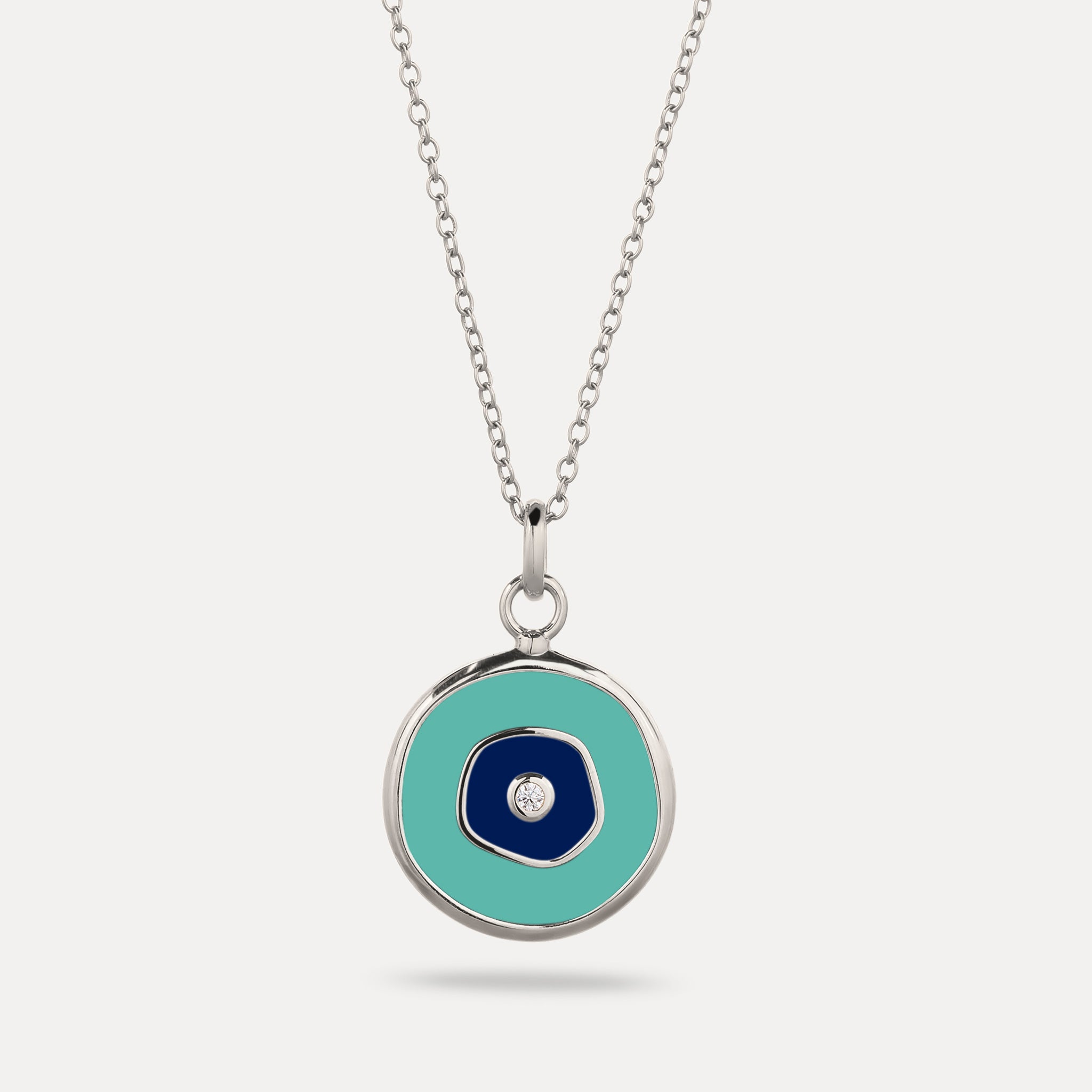 White Sapphire Evil Eye Pendant Turquoise