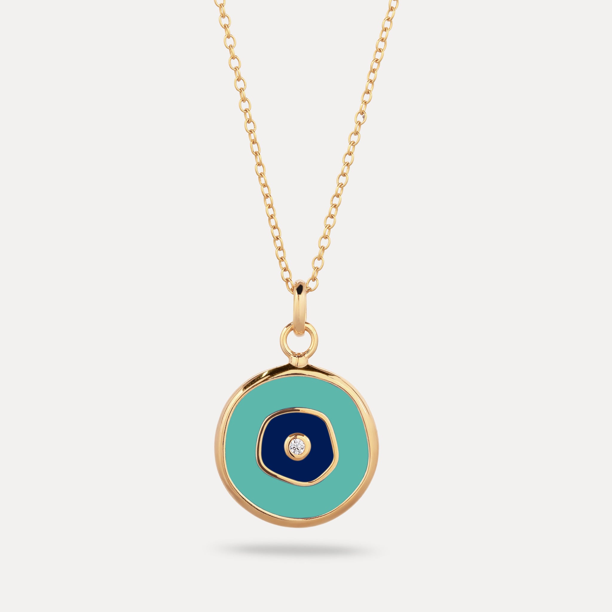 White Sapphire Evil Eye Pendant Turquoise