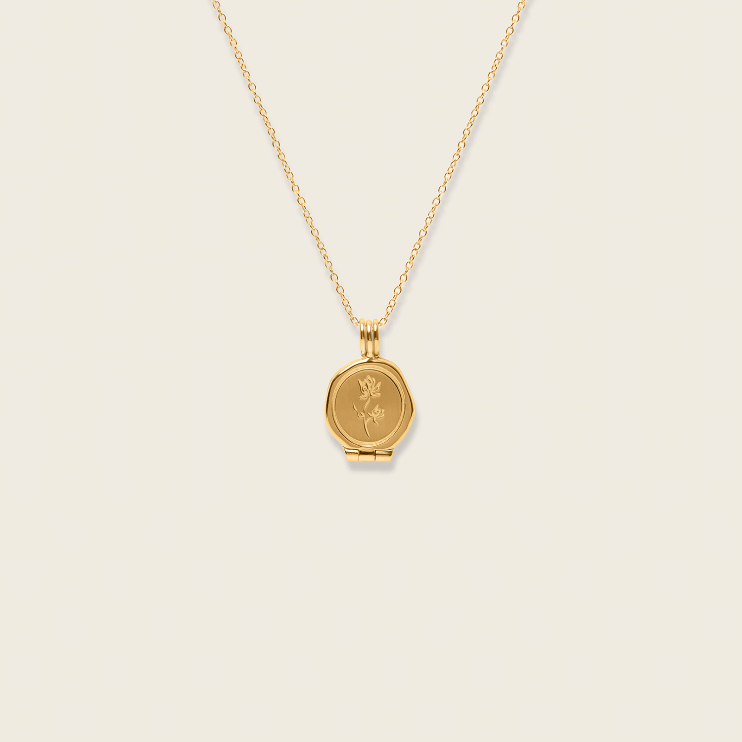 Floral Seal Locket Necklace