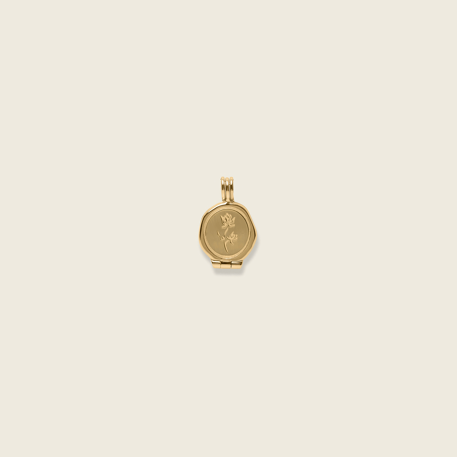 Floral Seal Medaillon Anhänger | 14k Gold
