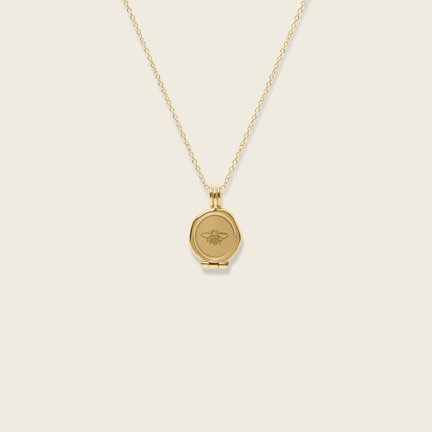 Honey Bee Seal Locket Necklace | 14k Gold