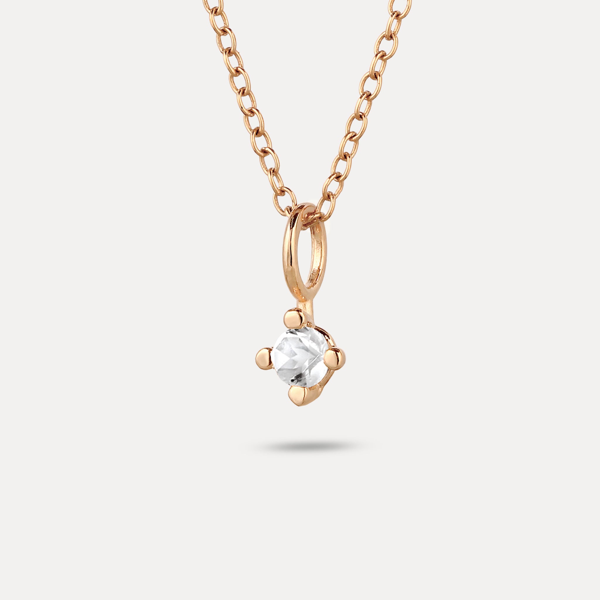 The Minimalist Birthstone Charm Pendant | 14k Solid Gold