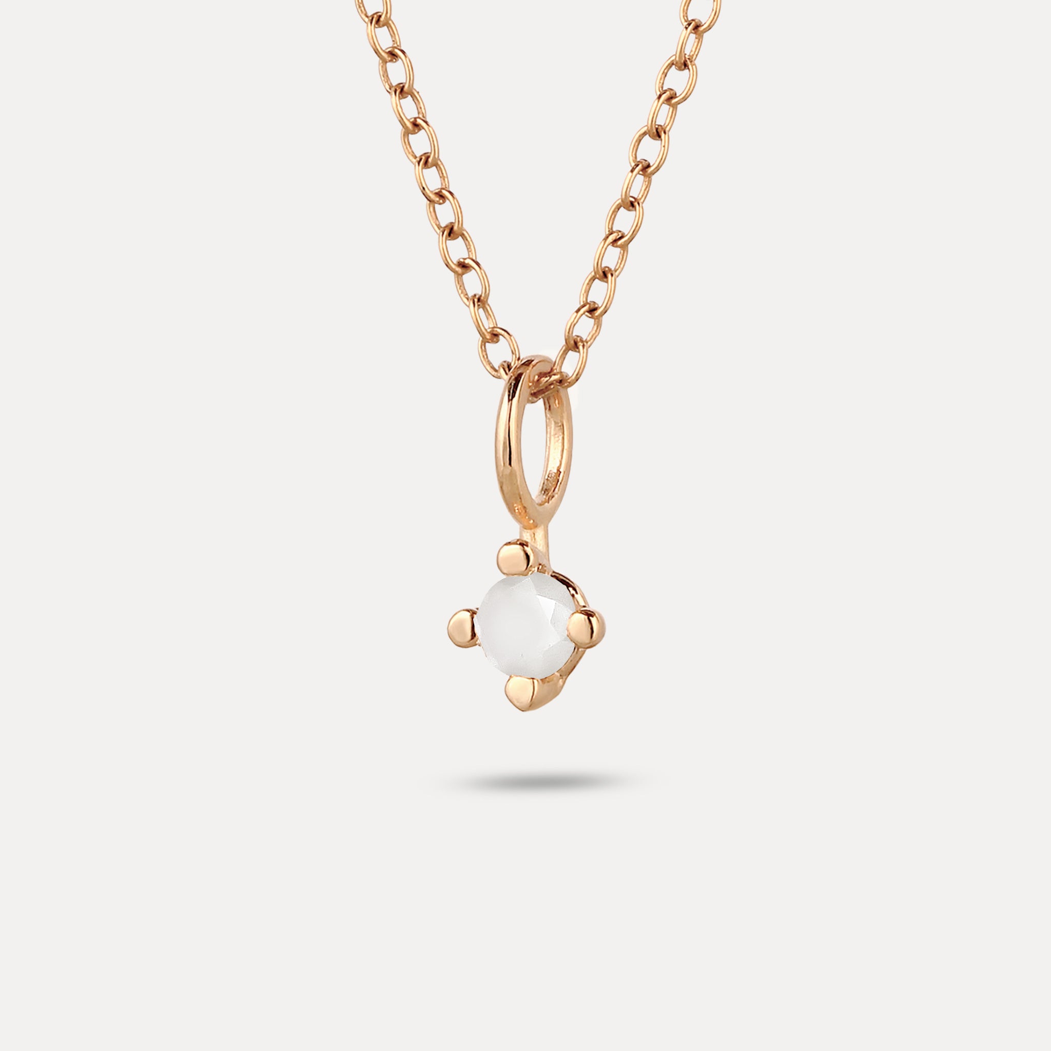 The Minimalist Birthstone Charm Pendant | 14k Solid Gold