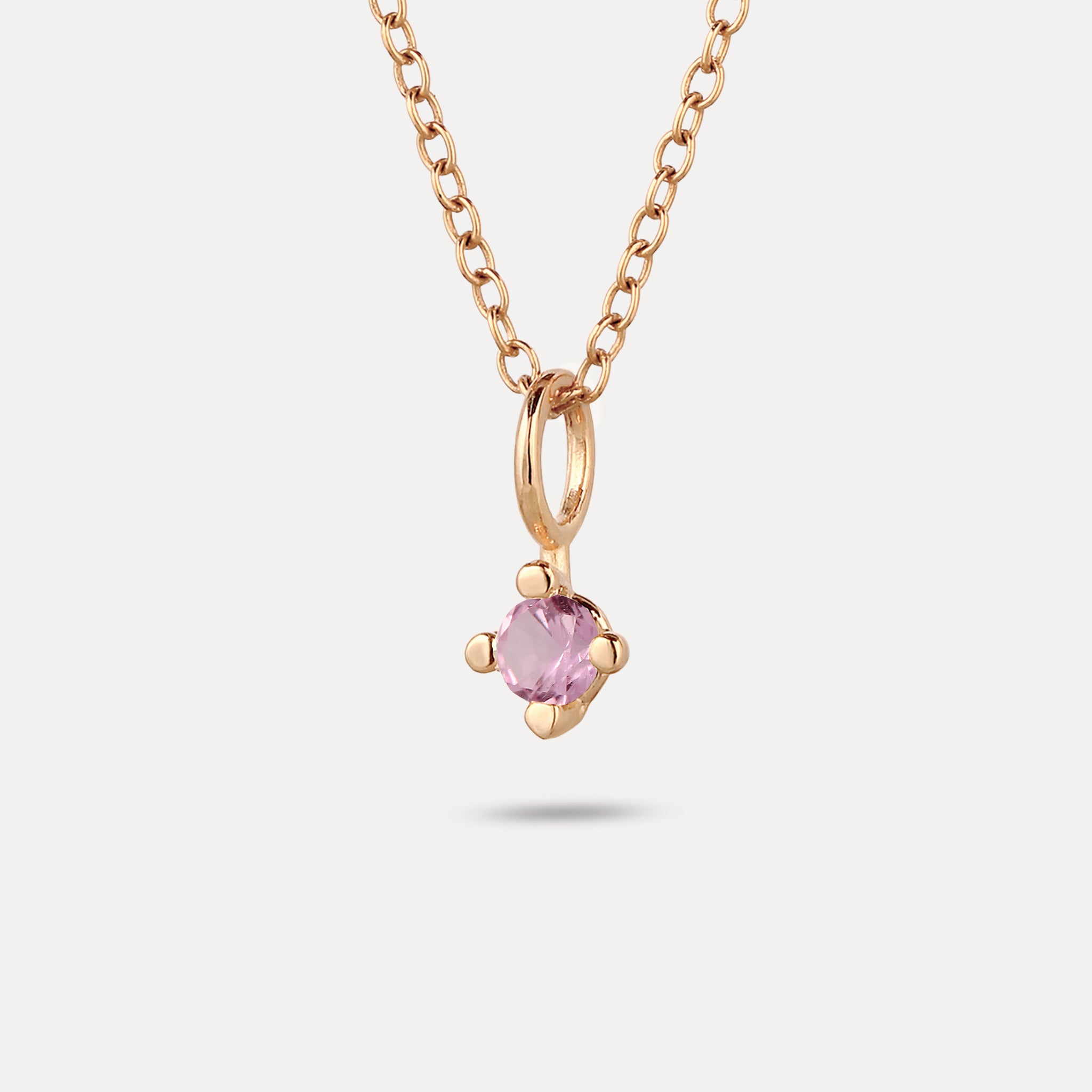 The Minimalist Birthstone Charm Pendant | 14k Solid Gold