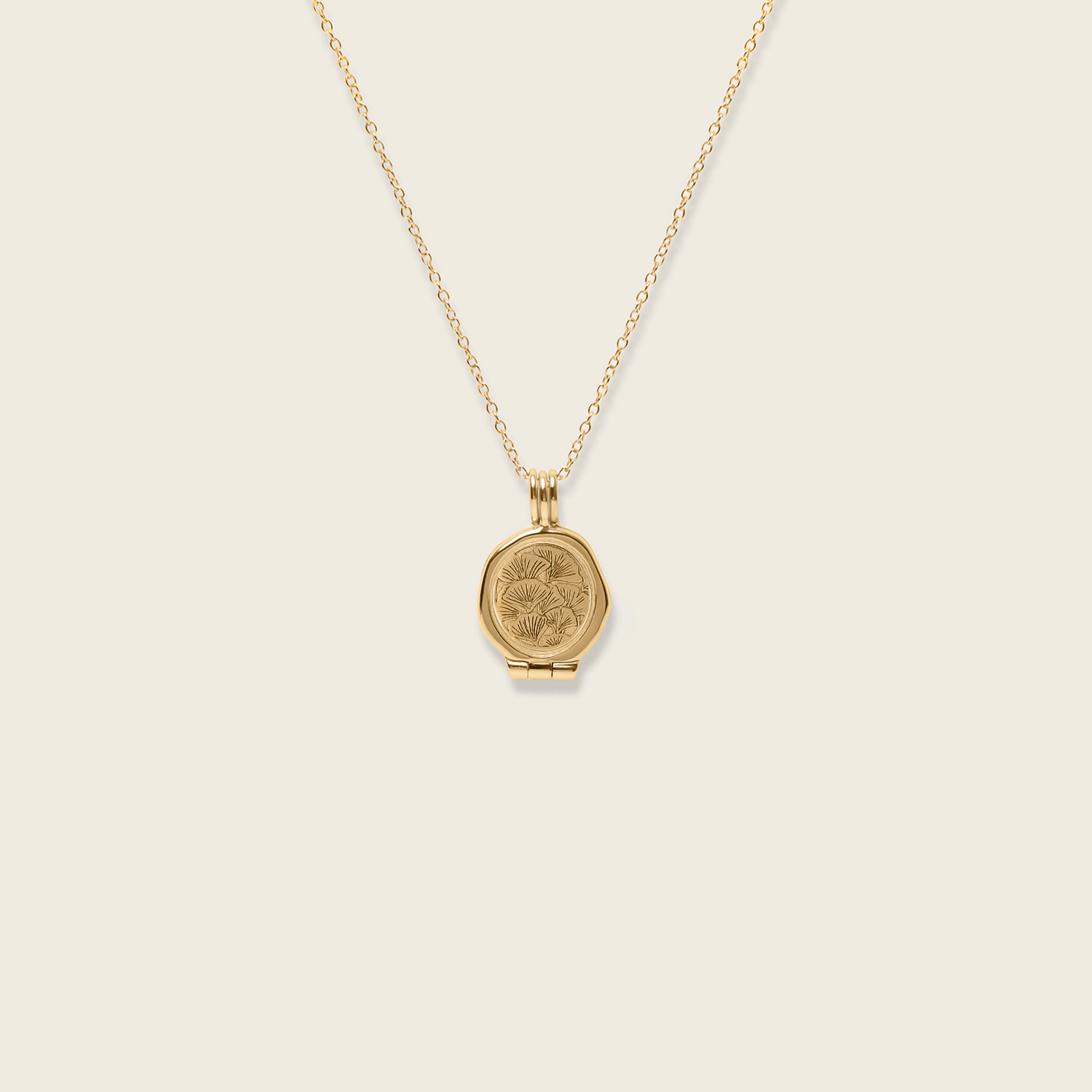 Nouveau Flower Seal Locket Necklace | 14k Gold