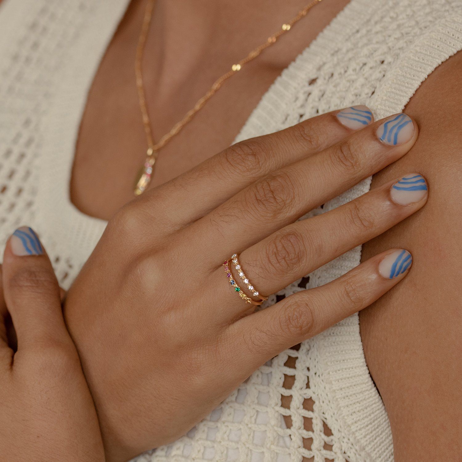 White Crystals Color Delight Ring