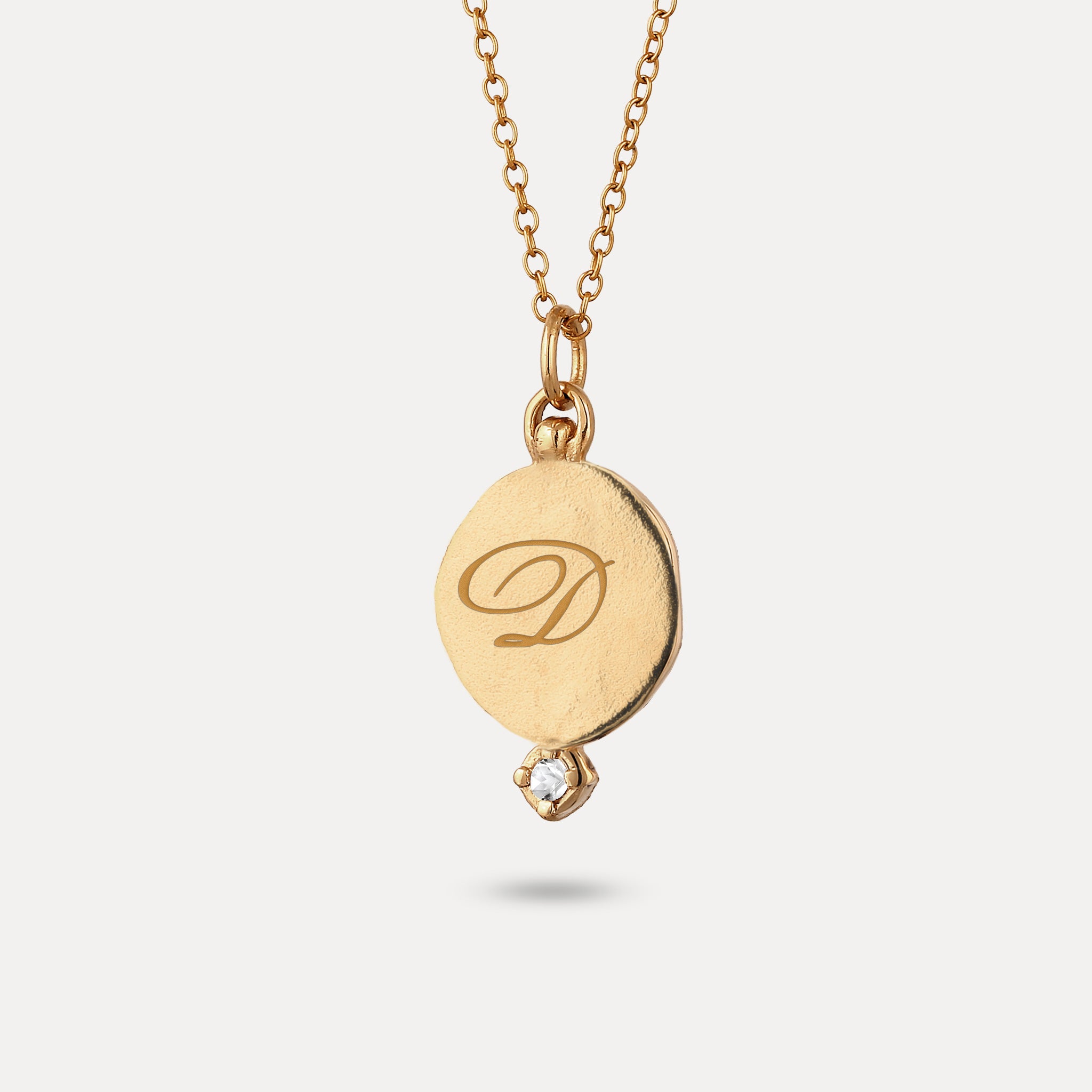 White Sapphire Engravable Fluid Medallion Pendant – Glossy