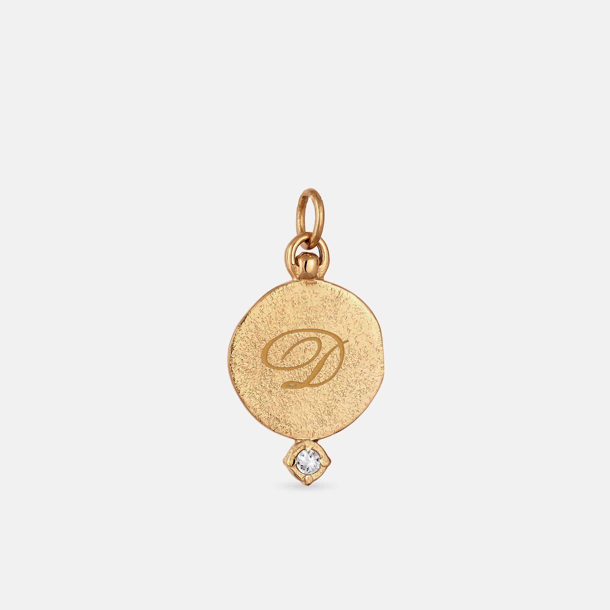 White Sapphire Engravable Fluid Medaillon Pendant - Matte