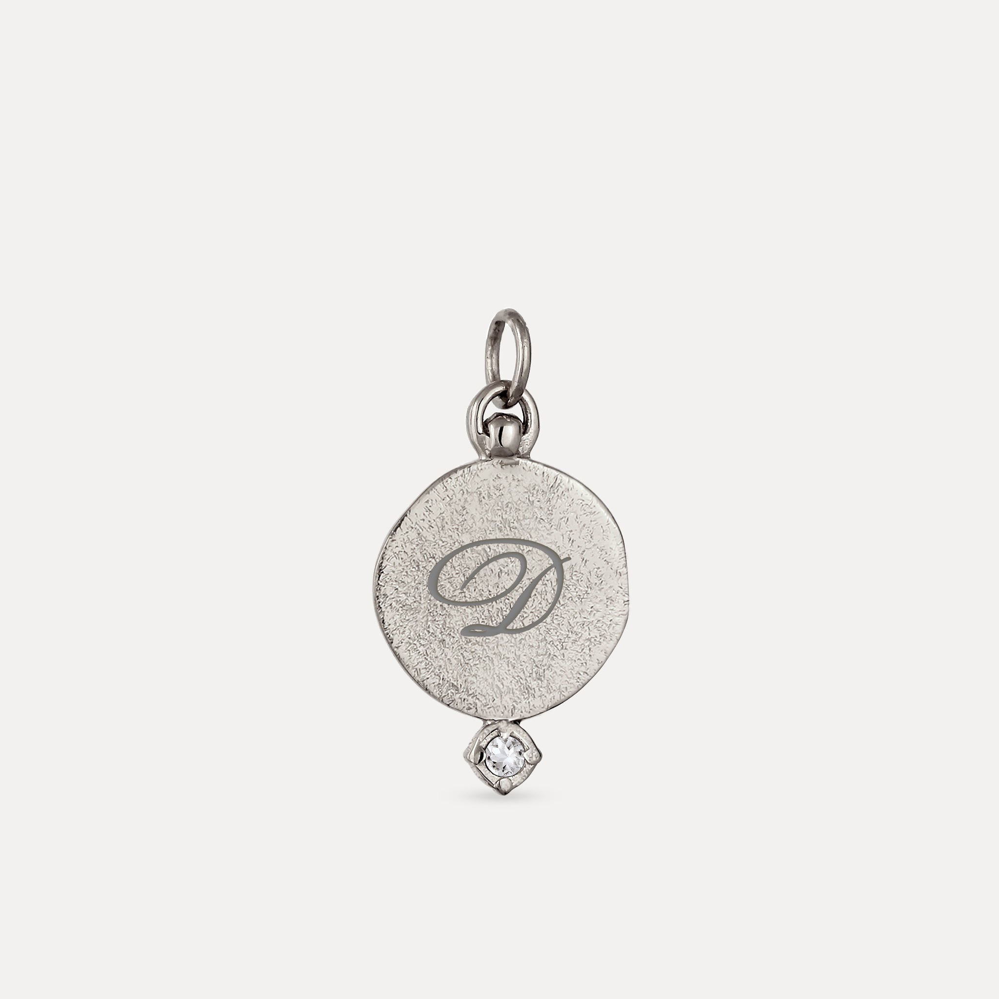 White Sapphire Engravable Fluid Medaillon Pendant - Matte