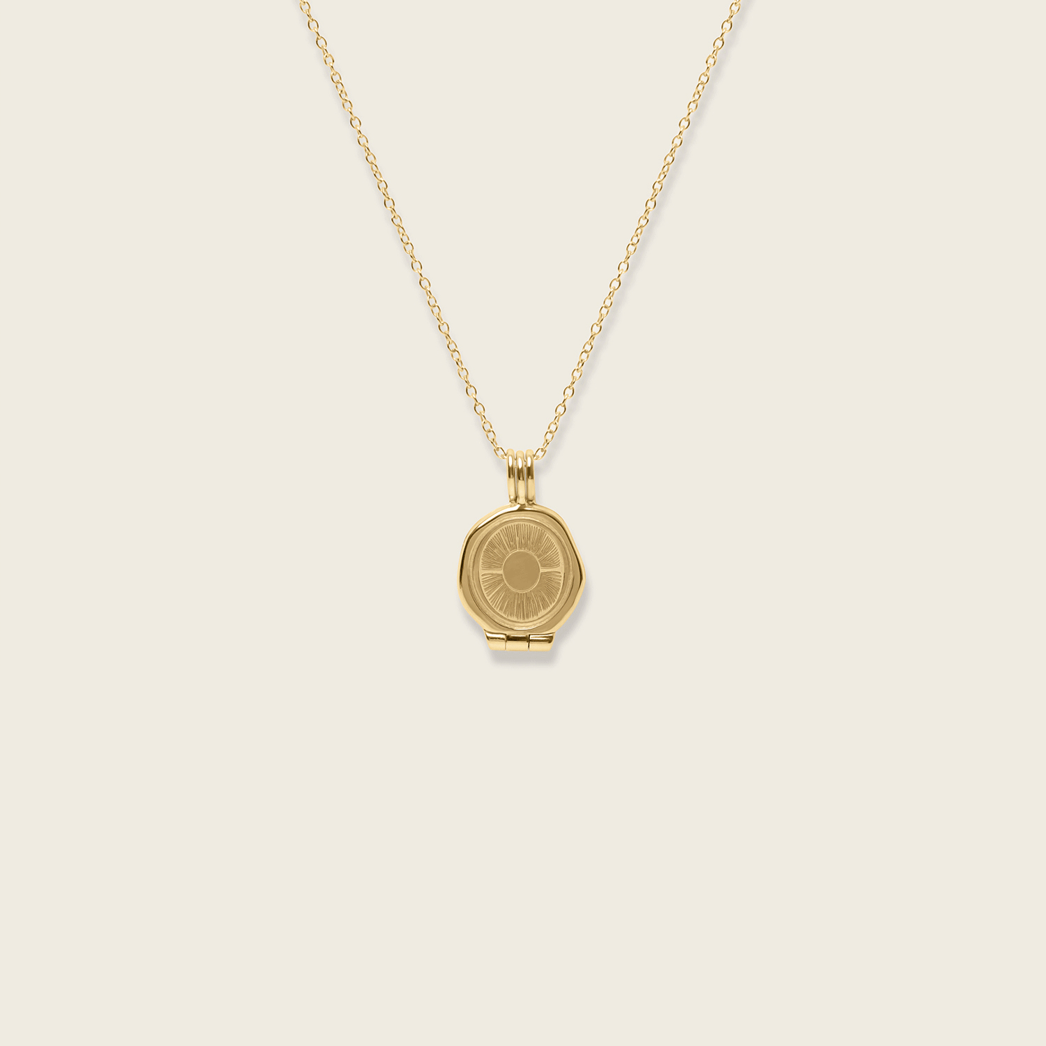 Sun Seal Locket Necklace | 14k Gold