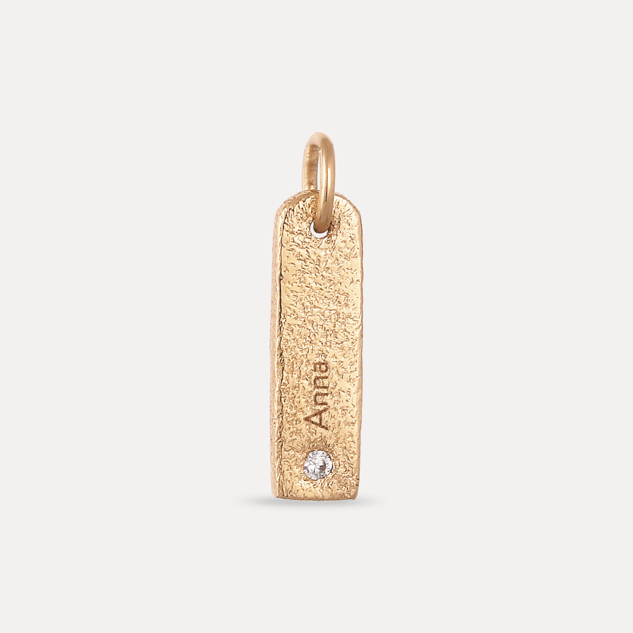 White Sapphire Engravable Bar Pendant - Antique | 14k Solid Gold