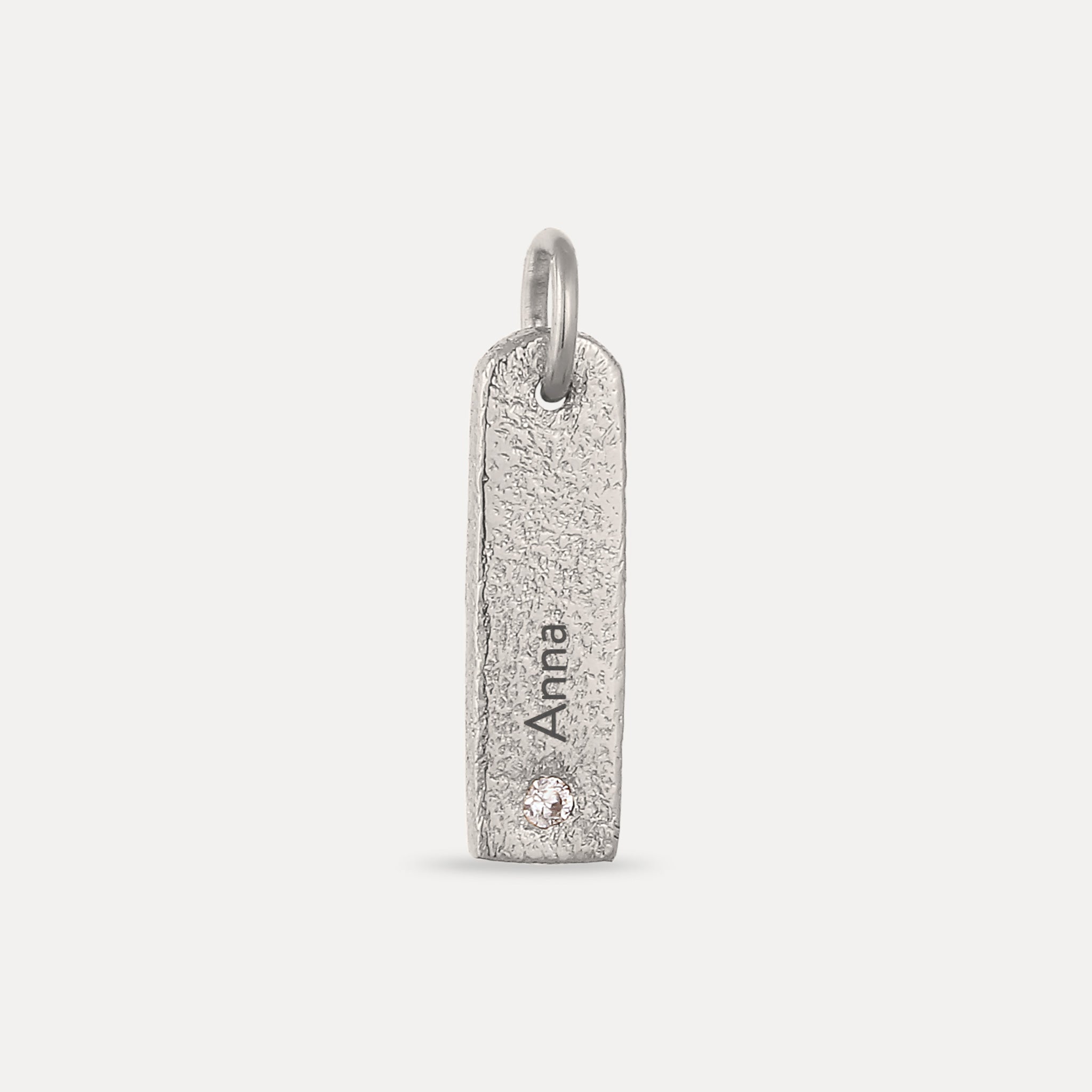 White Sapphire Engravable Bar Pendant - Antique